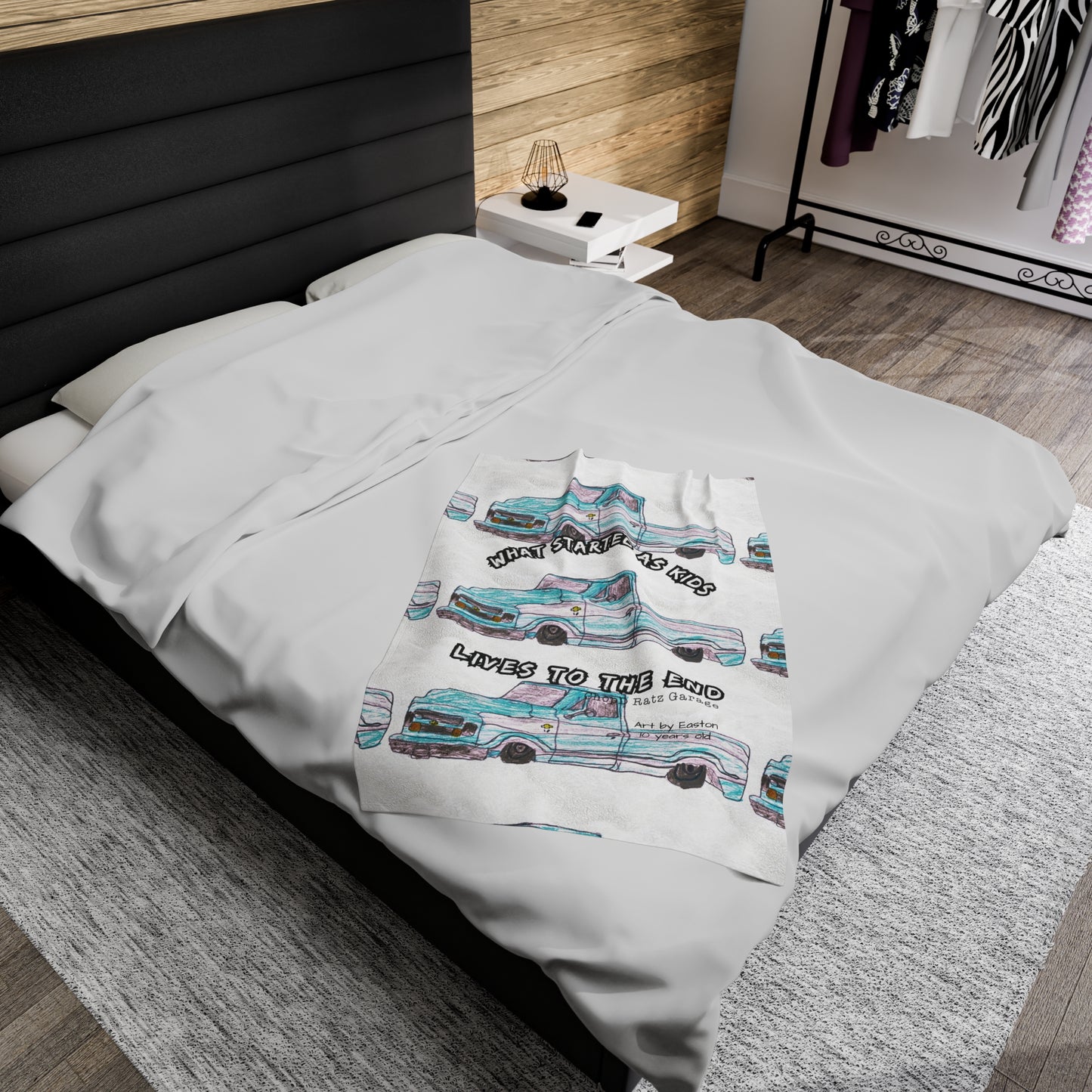Art by Easton Velveteen Plush Blanket WHITE - Chop'D Ratz Garage