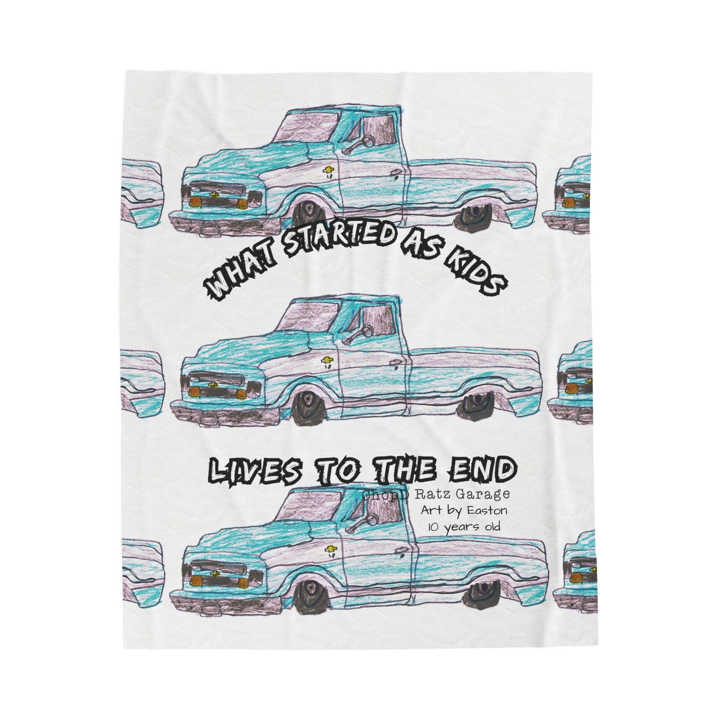 Art by Easton Velveteen Plush Blanket WHITE - Chop'D Ratz Garage