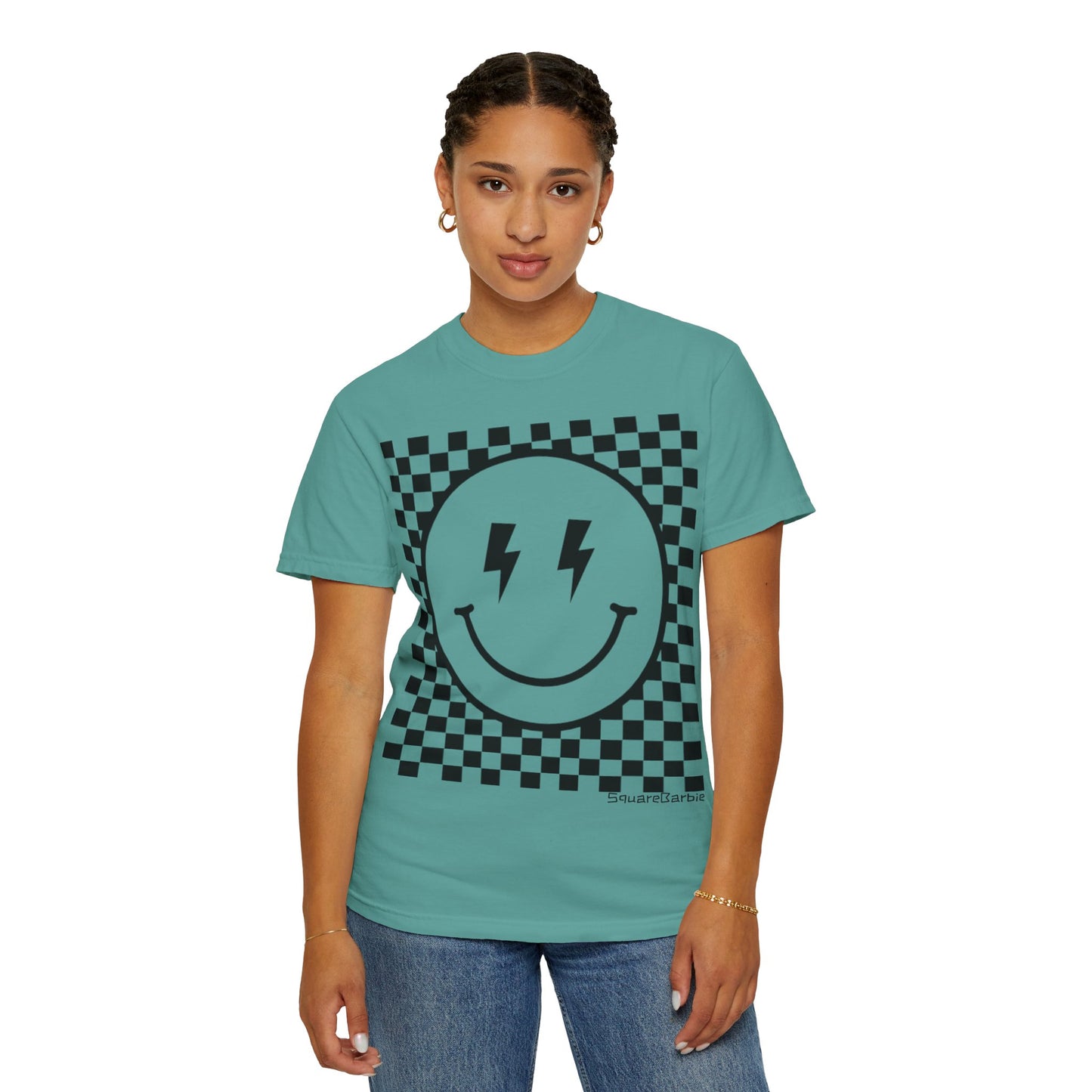Retro Smiley Groovy Shirt | Checkered Shirt | Groovy Retro Tee | Trendy Aesthetic | Comfort Colors Graphic Tee | Vintage-inspired Graphic Shirt - Chop'D Ratz Garage