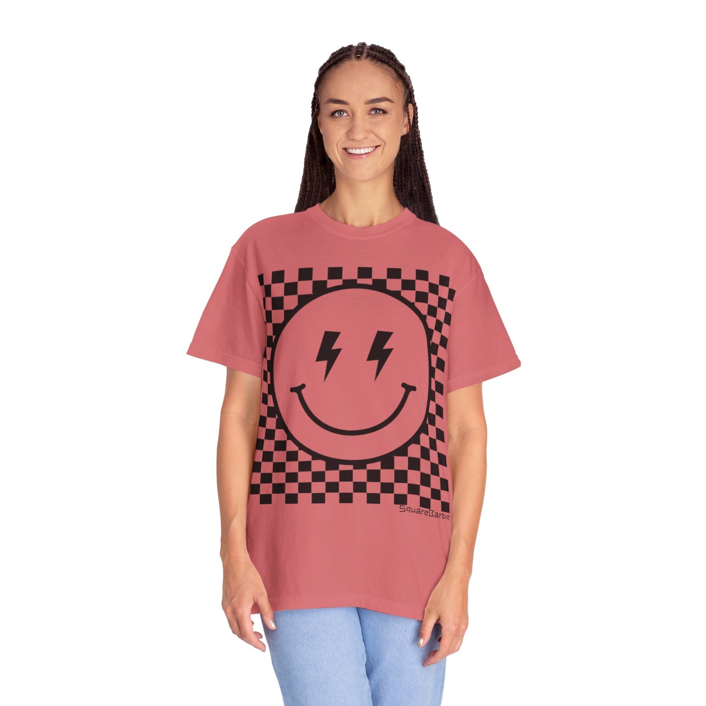 Retro Smiley Groovy Shirt | Checkered Shirt | Groovy Retro Tee | Trendy Aesthetic | Comfort Colors Graphic Tee | Vintage-inspired Graphic Shirt - Chop'D Ratz Garage