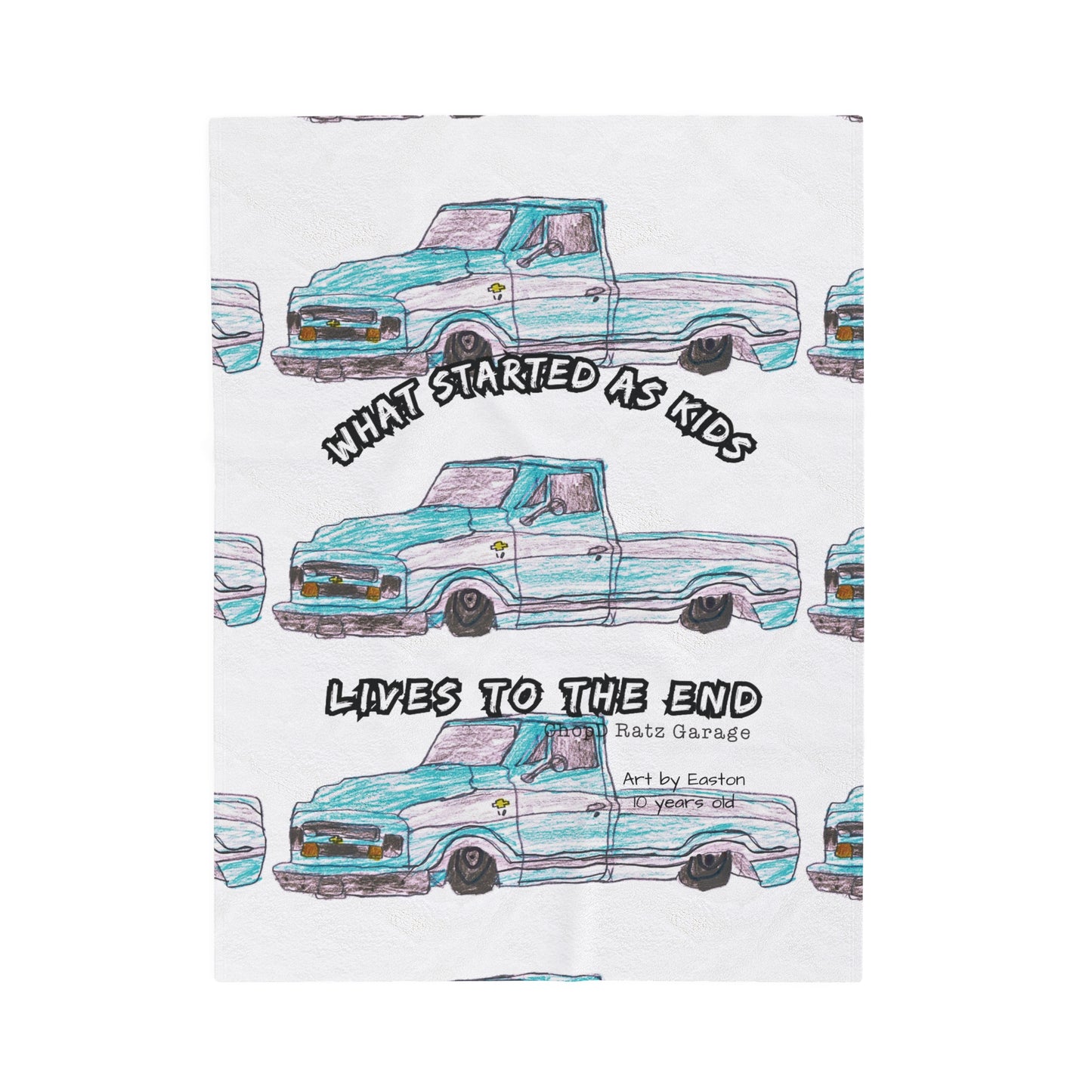 Art by Easton Velveteen Plush Blanket WHITE - Chop'D Ratz Garage