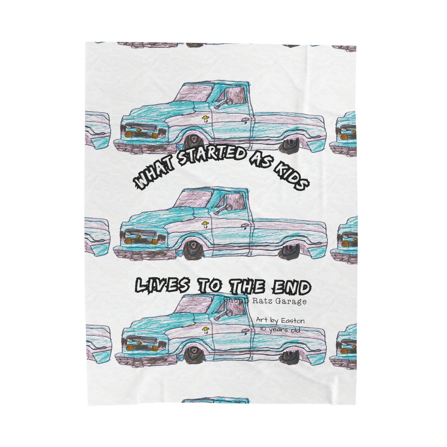Art by Easton Velveteen Plush Blanket WHITE - Chop'D Ratz Garage