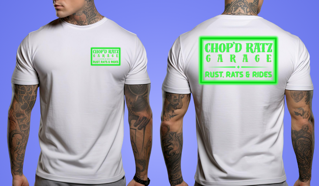 RUST RATS RIDES - CRG T-Shirt, Vintage Style Tee, Unisex, Gearhead Auto Enthusiast Apparel, Gift for Mechanic, Casual Wear - Chop'D Ratz Garage