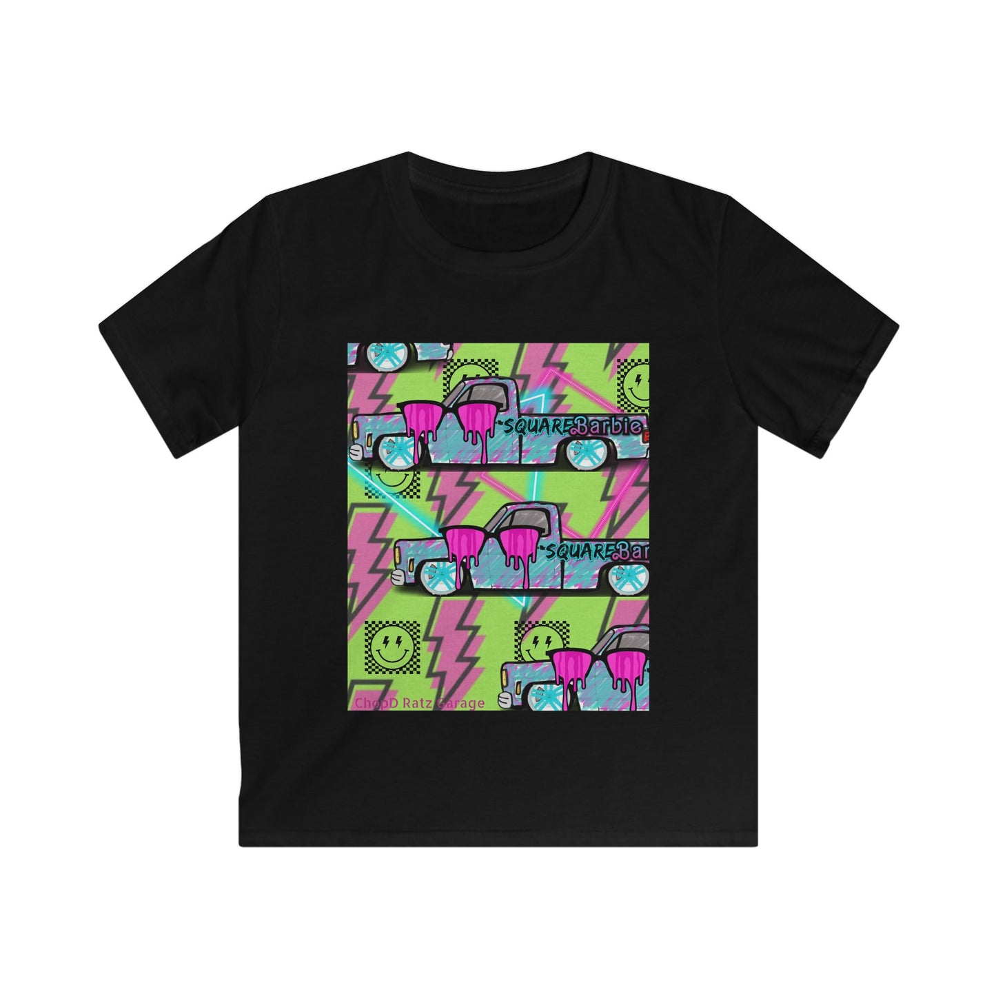 SQUAREBARBIE Retro Kids Softstyle Tee - Chop'D Ratz Garage