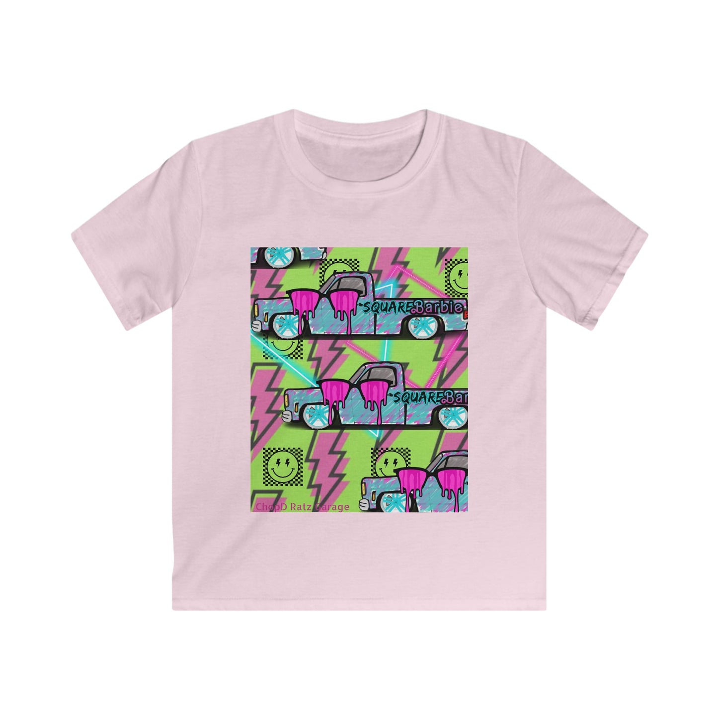 SQUAREBARBIE Retro Kids Softstyle Tee - Chop'D Ratz Garage