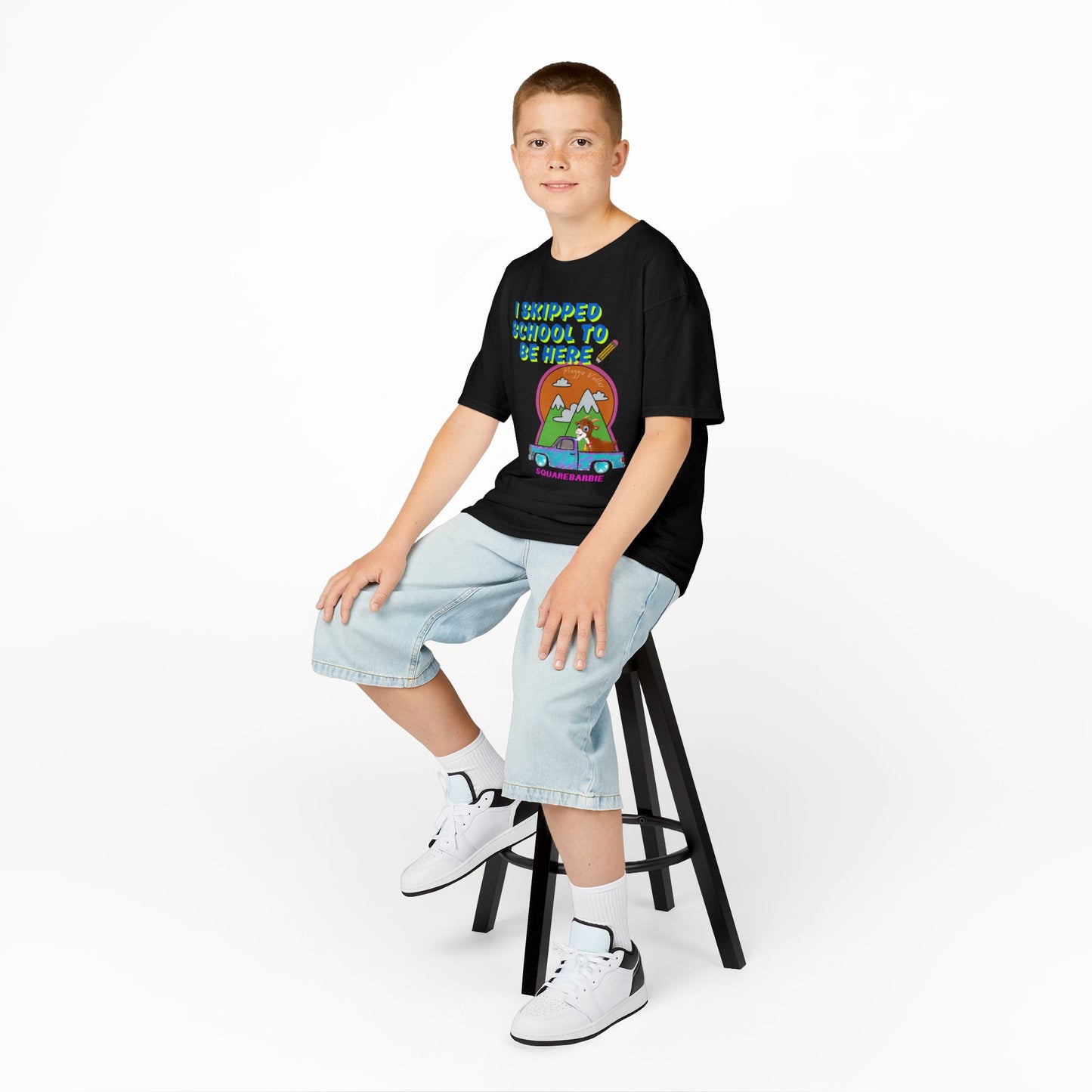 Design 2 SquareBarbie Mini Nats Funny Kids Tee - 'I Skipped School to Be Here' Graphic Shirt - Chop'D Ratz Garage