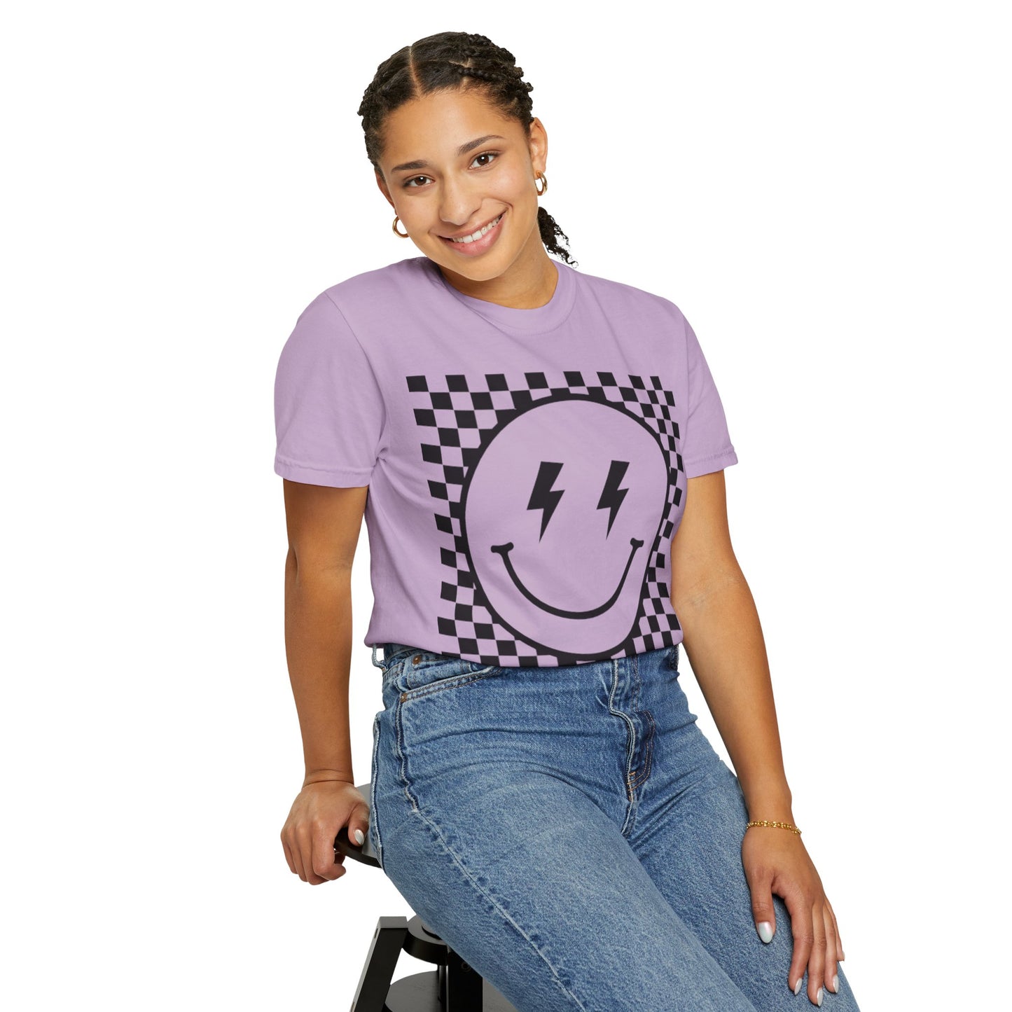 Retro Smiley Groovy Shirt | Checkered Shirt | Groovy Retro Tee | Trendy Aesthetic | Comfort Colors Graphic Tee | Vintage-inspired Graphic Shirt - Chop'D Ratz Garage