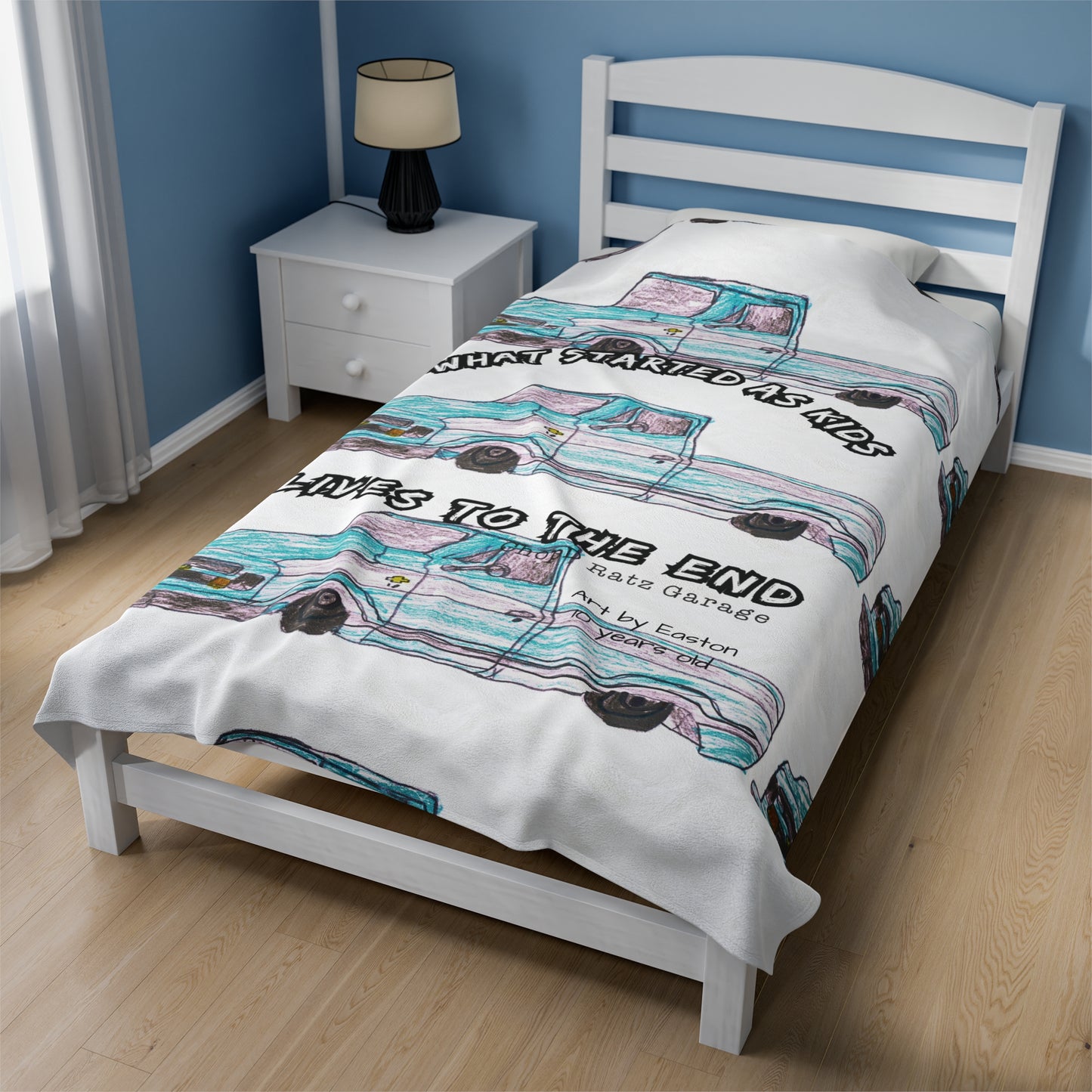 Art by Easton Velveteen Plush Blanket WHITE - Chop'D Ratz Garage