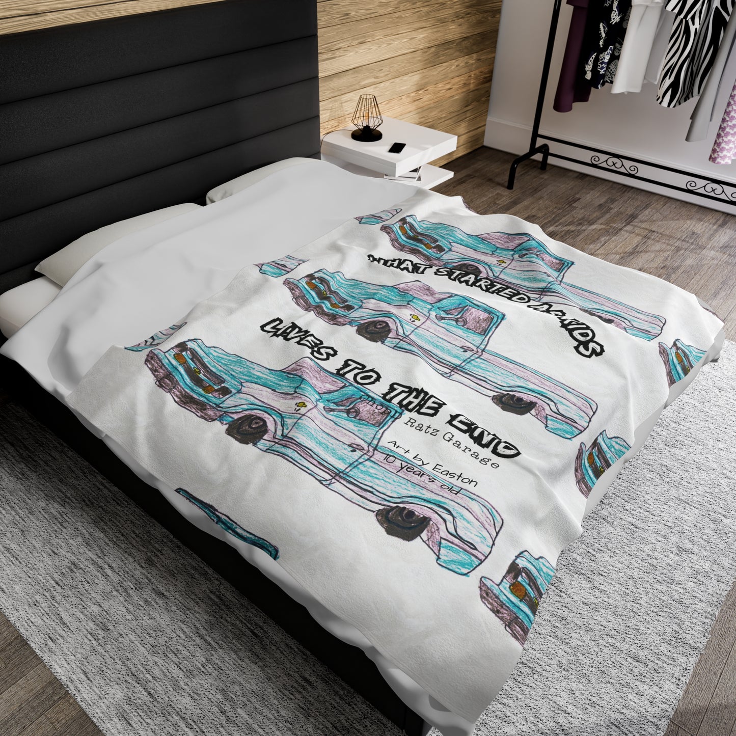 Art by Easton Velveteen Plush Blanket WHITE - Chop'D Ratz Garage