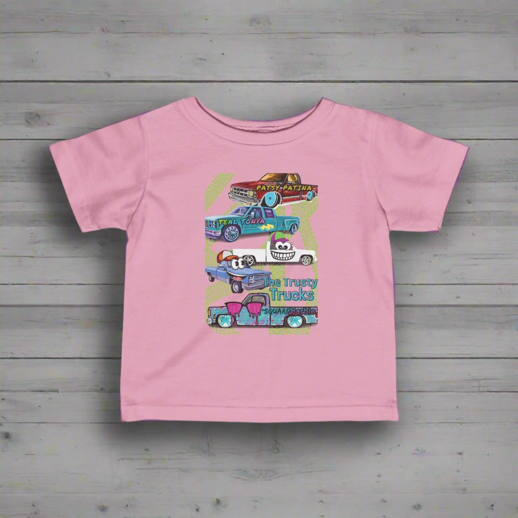 CHEVY TRUCKS, THE TRUSTY TRUCKS light pink shirt by author Candice Ballard