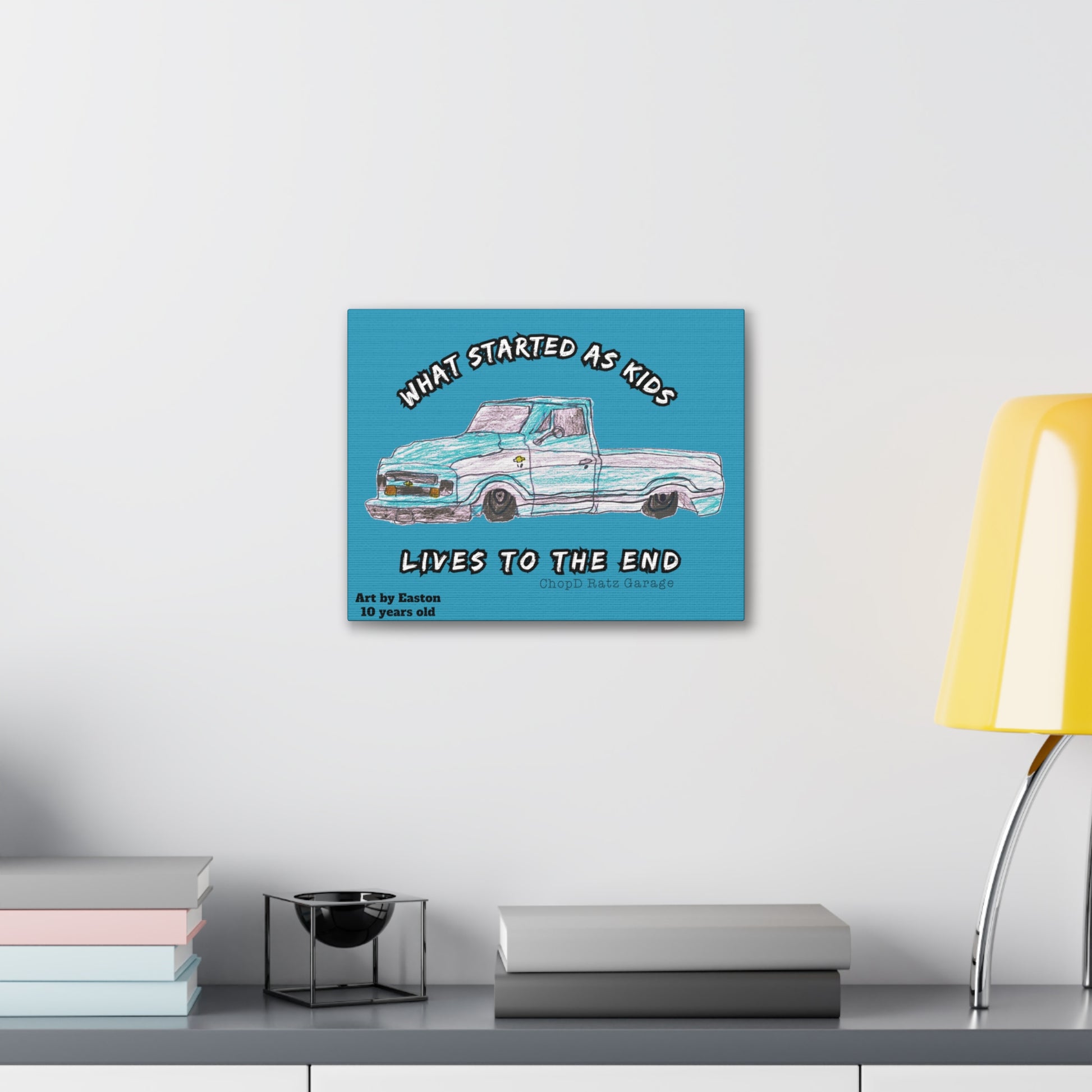 ART by EASTON C10 Canvas Gallery Wrap TEAL - Chop'D Ratz Garage