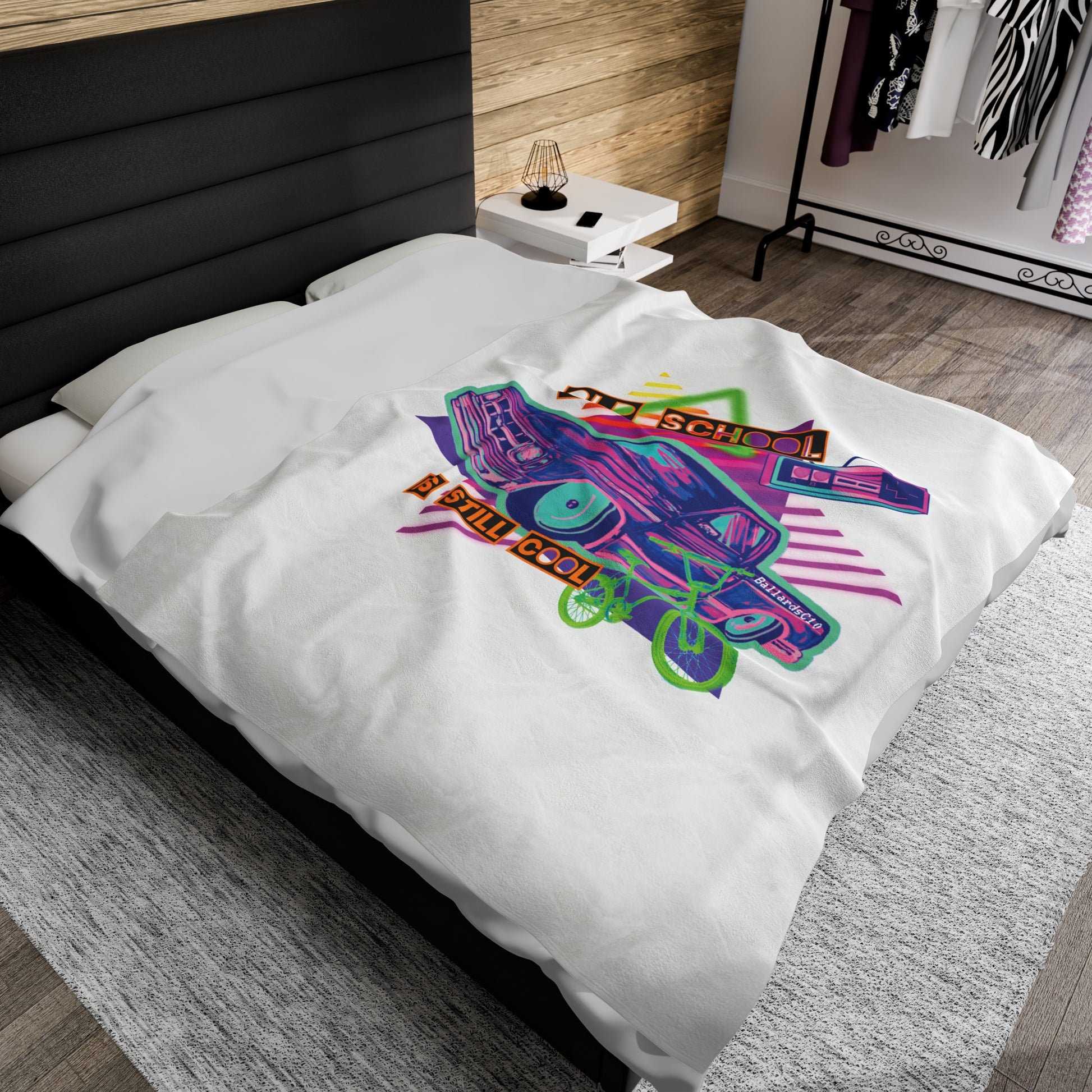 OLD SCHOOL COOL Velveteen Plush Blanket - Chop'D Ratz Garage