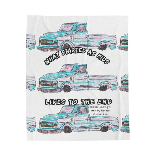 Art by Easton Velveteen Plush Blanket WHITE - Chop'D Ratz Garage