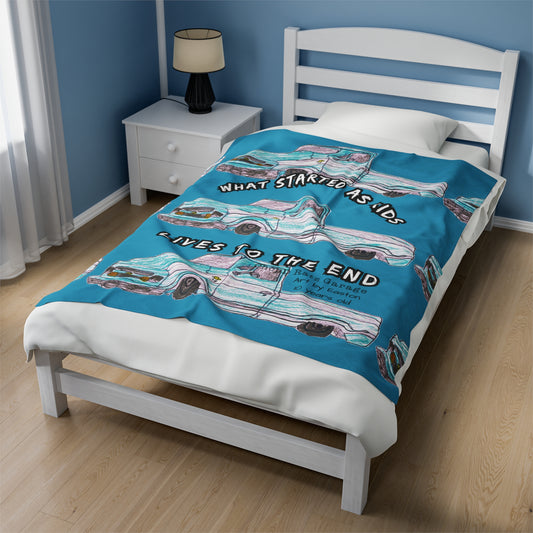 Art by Easton Velveteen Plush Blanket TEAL - Chop'D Ratz Garage