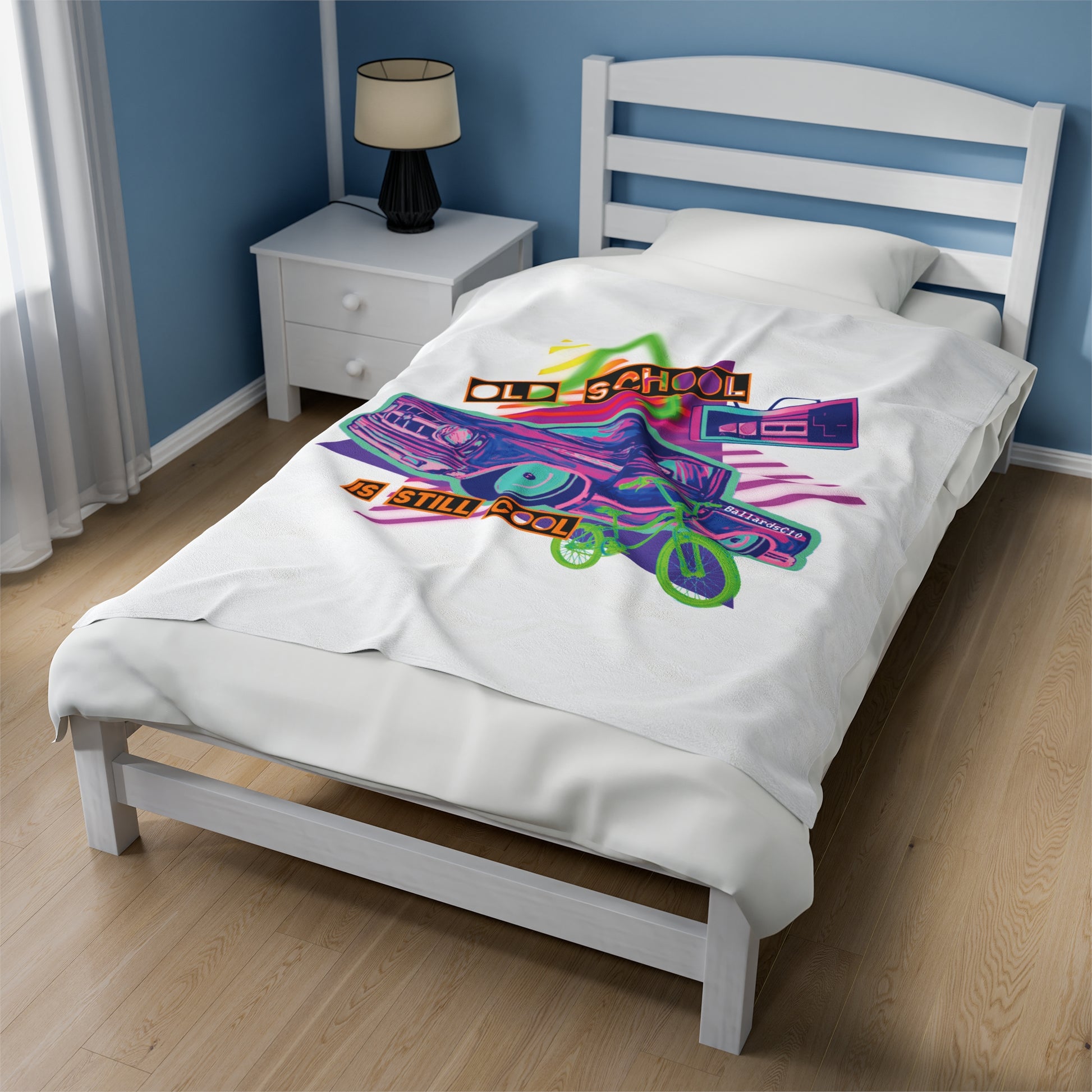 OLD SCHOOL COOL Velveteen Plush Blanket - Chop'D Ratz Garage