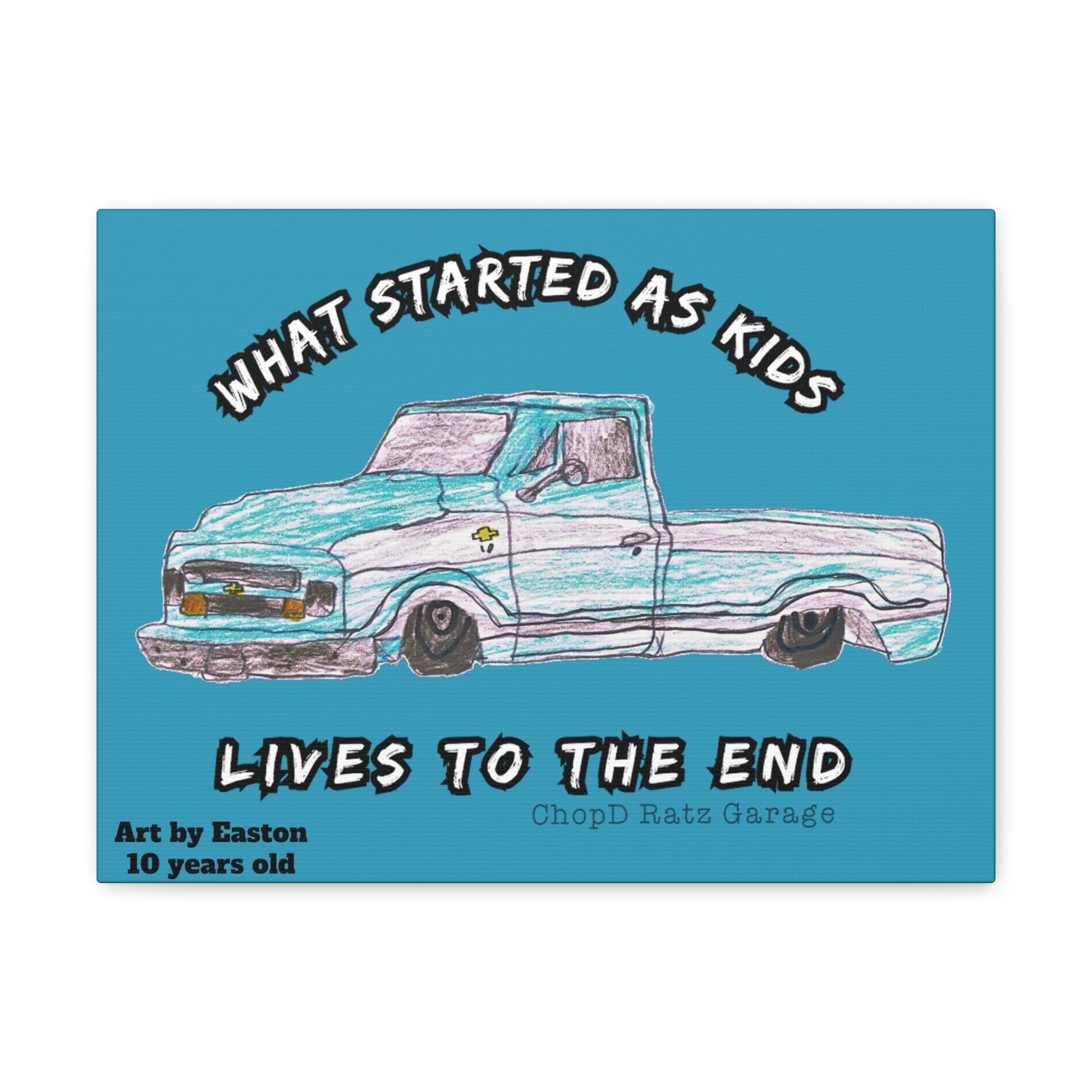ART by EASTON C10 Canvas Gallery Wrap TEAL - Chop'D Ratz Garage
