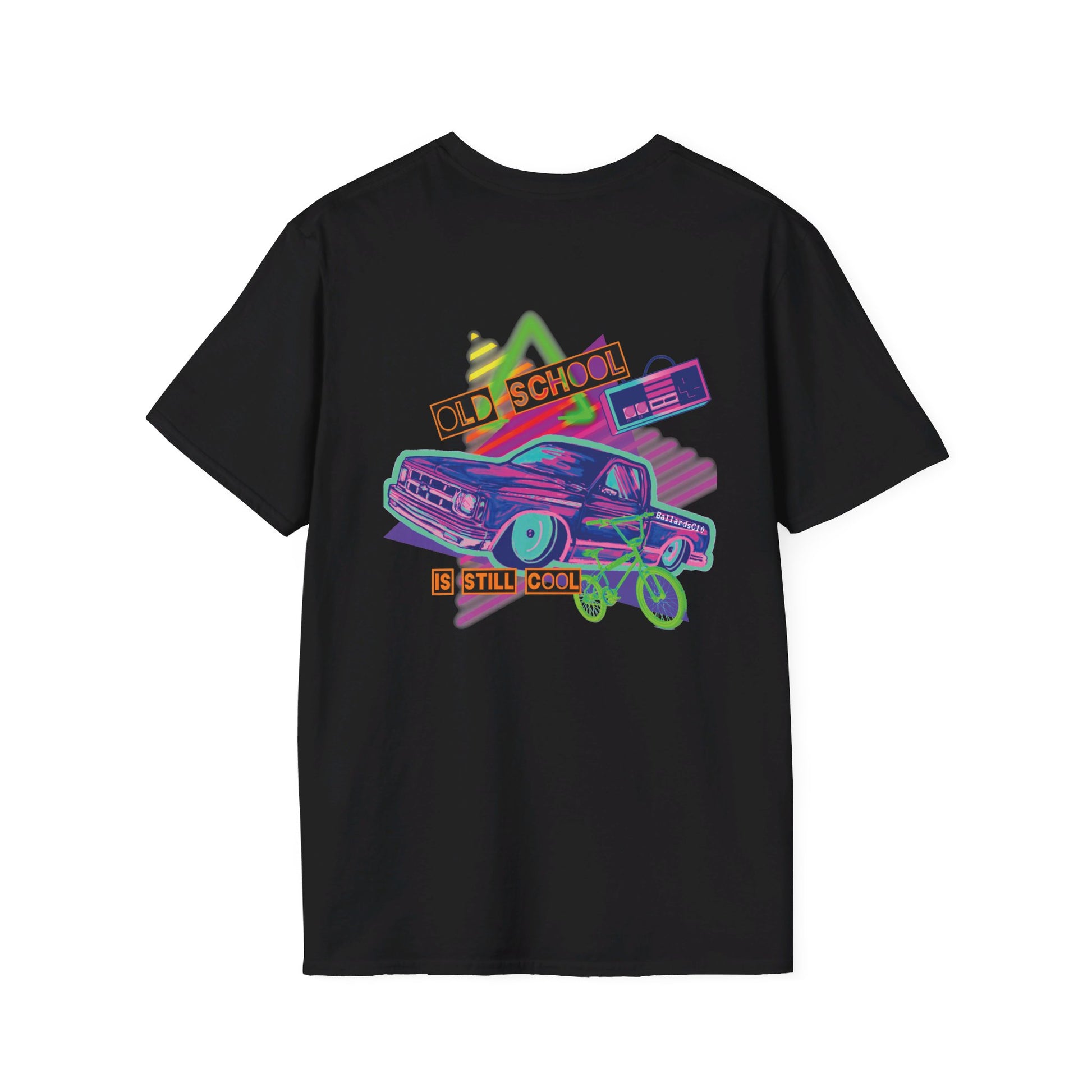 OLD SCHOOL COOL Unisex Softstyle T-Shirt BLACK - Chop'D Ratz Garage