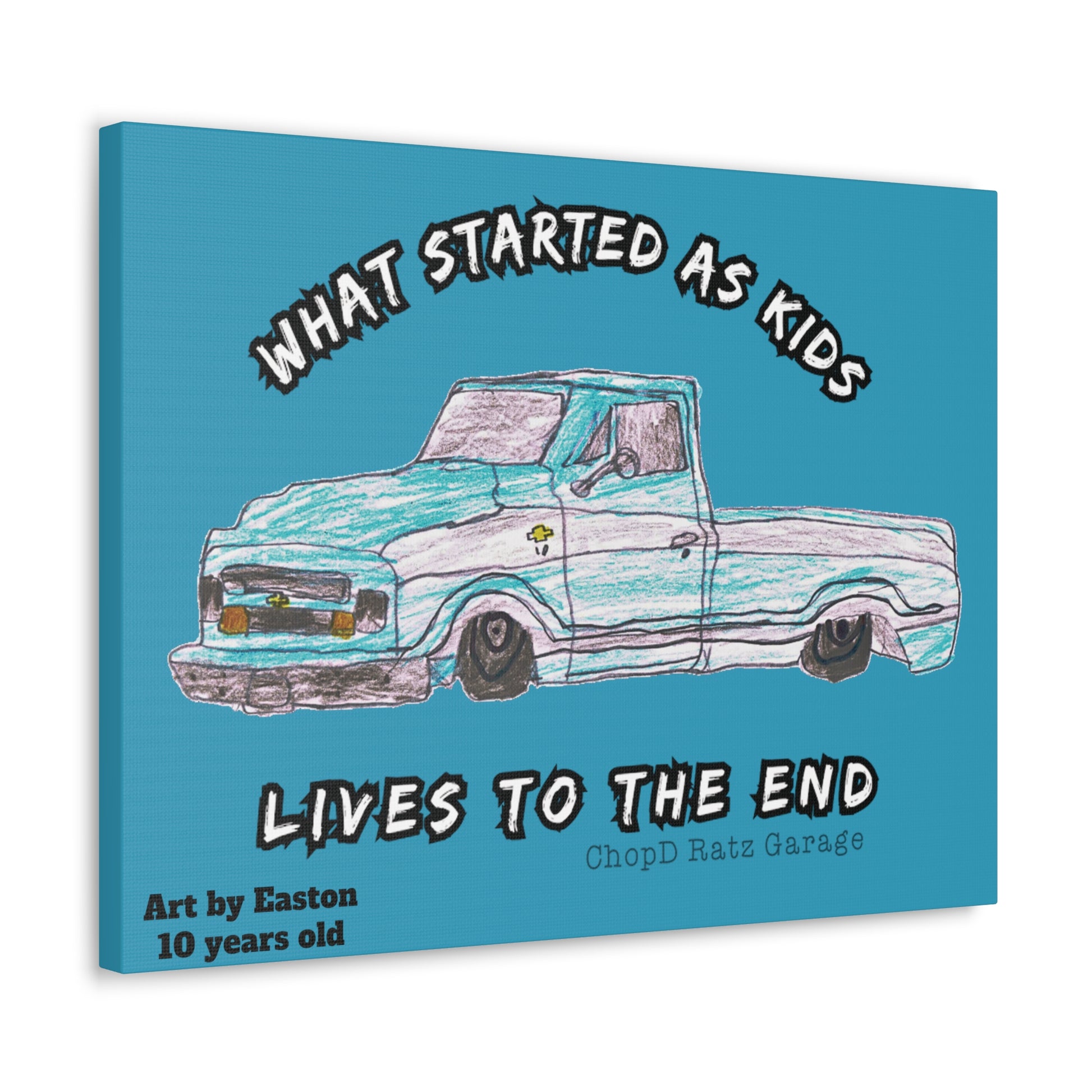 ART by EASTON C10 Canvas Gallery Wrap TEAL - Chop'D Ratz Garage