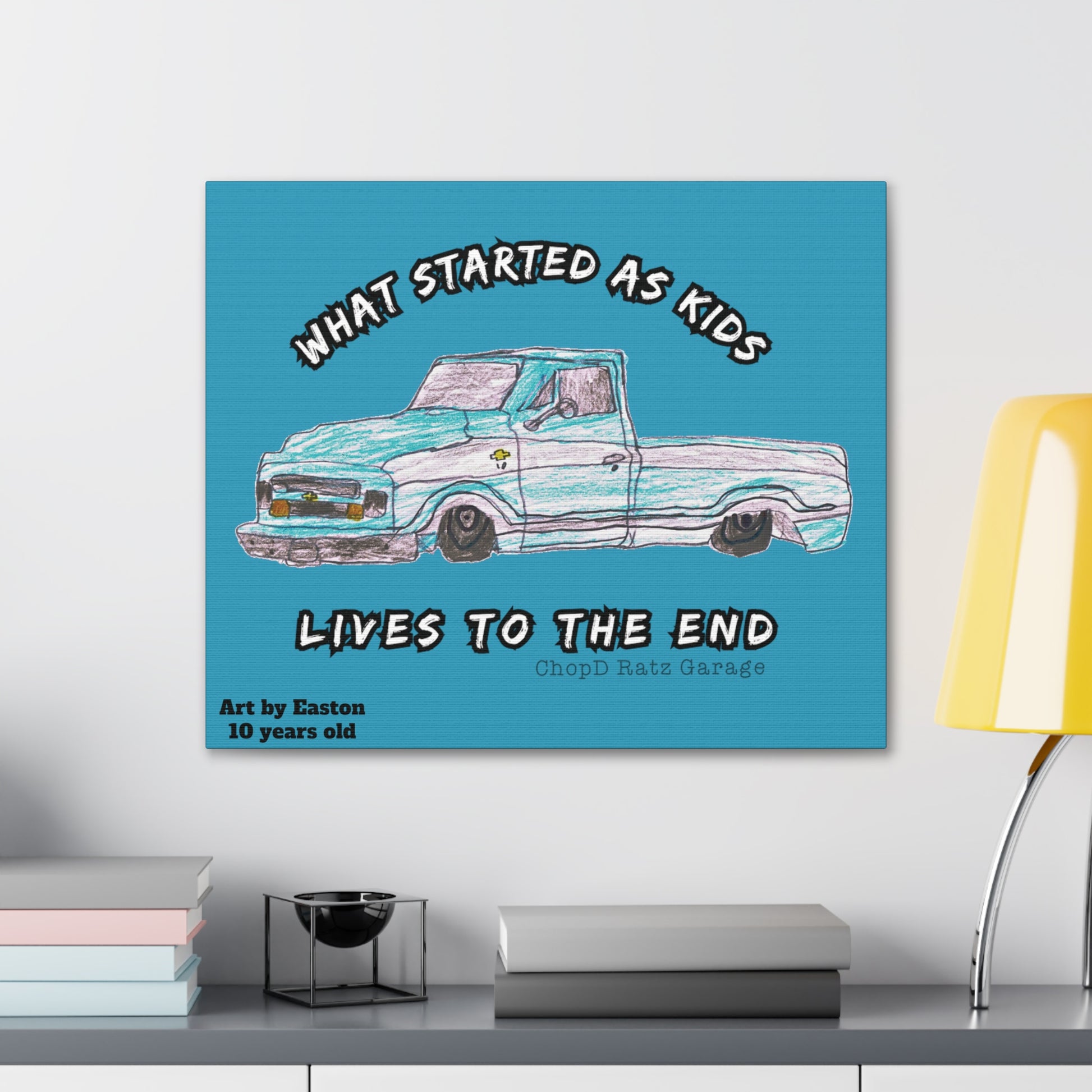 ART by EASTON C10 Canvas Gallery Wrap TEAL - Chop'D Ratz Garage