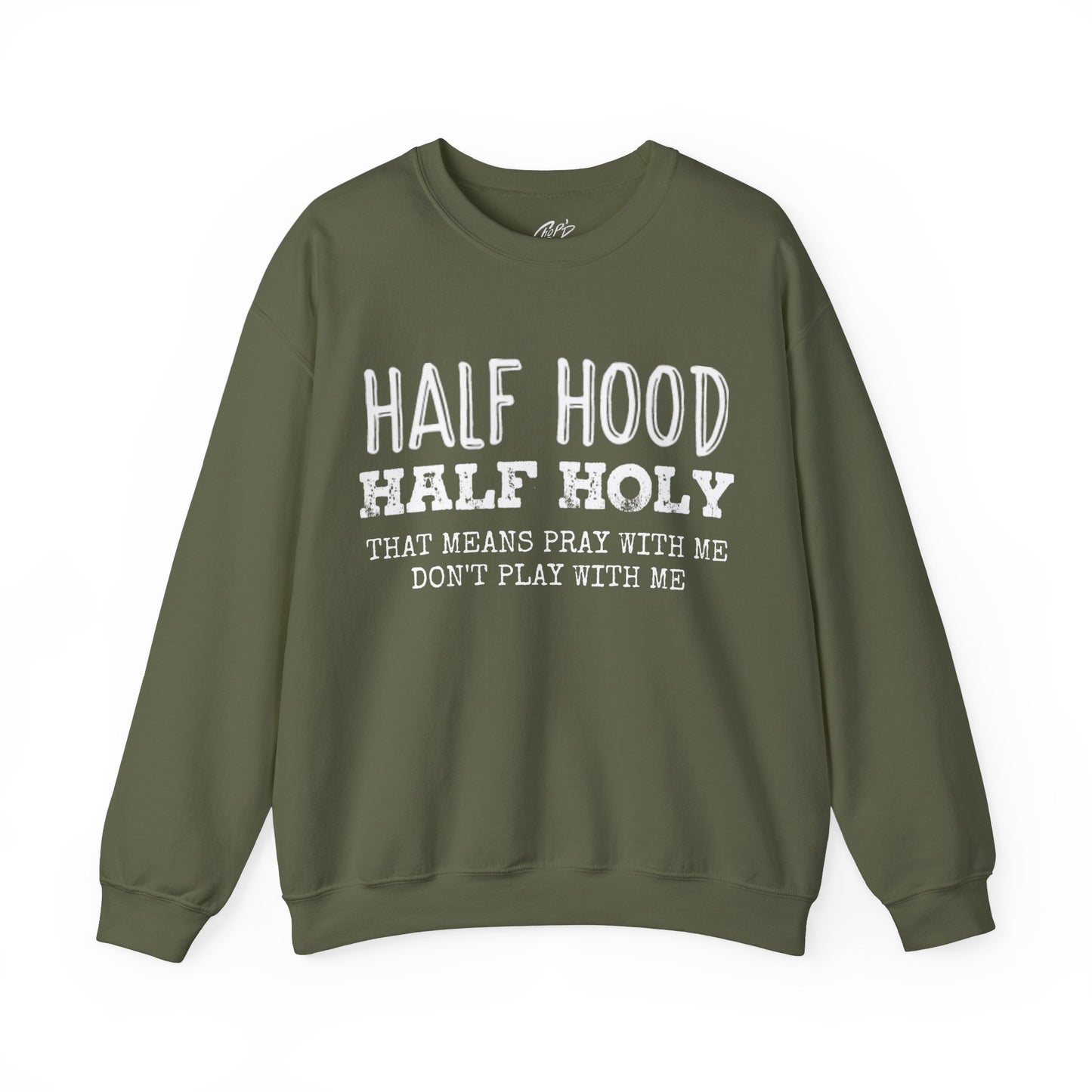 HALF HOOD HALF HOLY Uni Sweatshirt WHT - Chop'D Ratz Garage