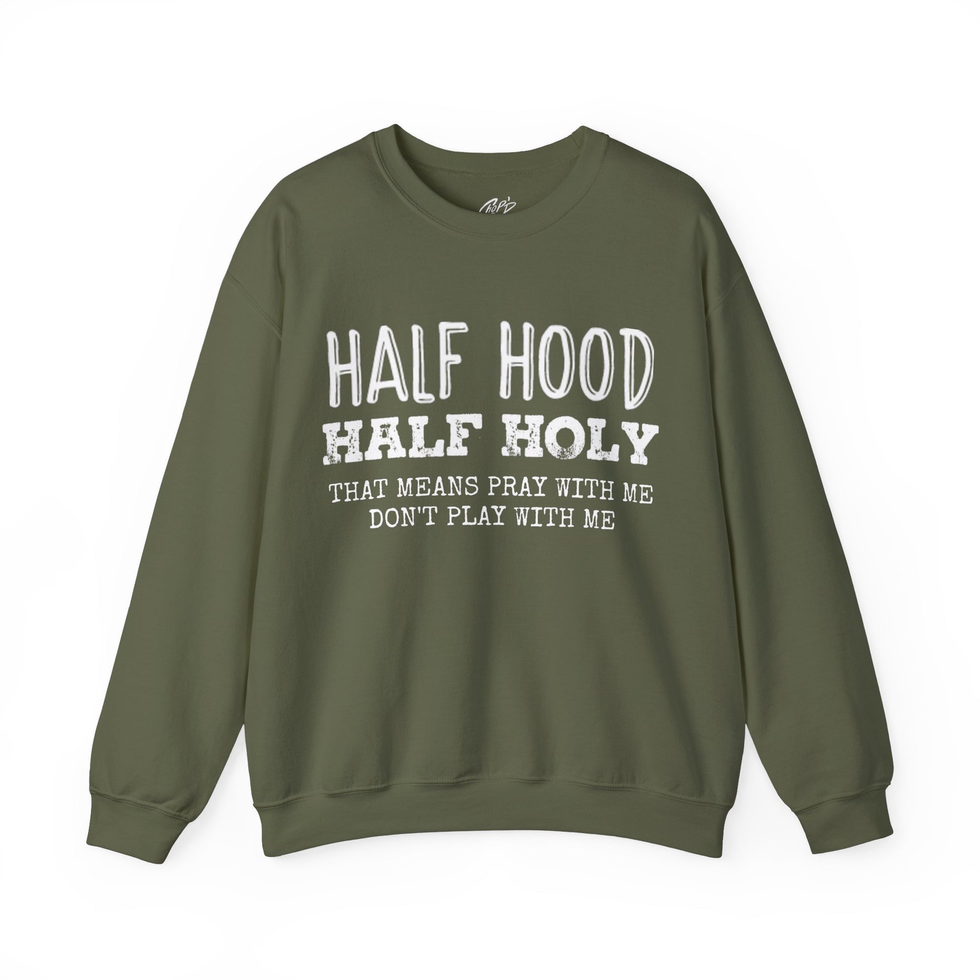 HALF HOOD HALF HOLY Uni Sweatshirt WHT - Chop'D Ratz Garage