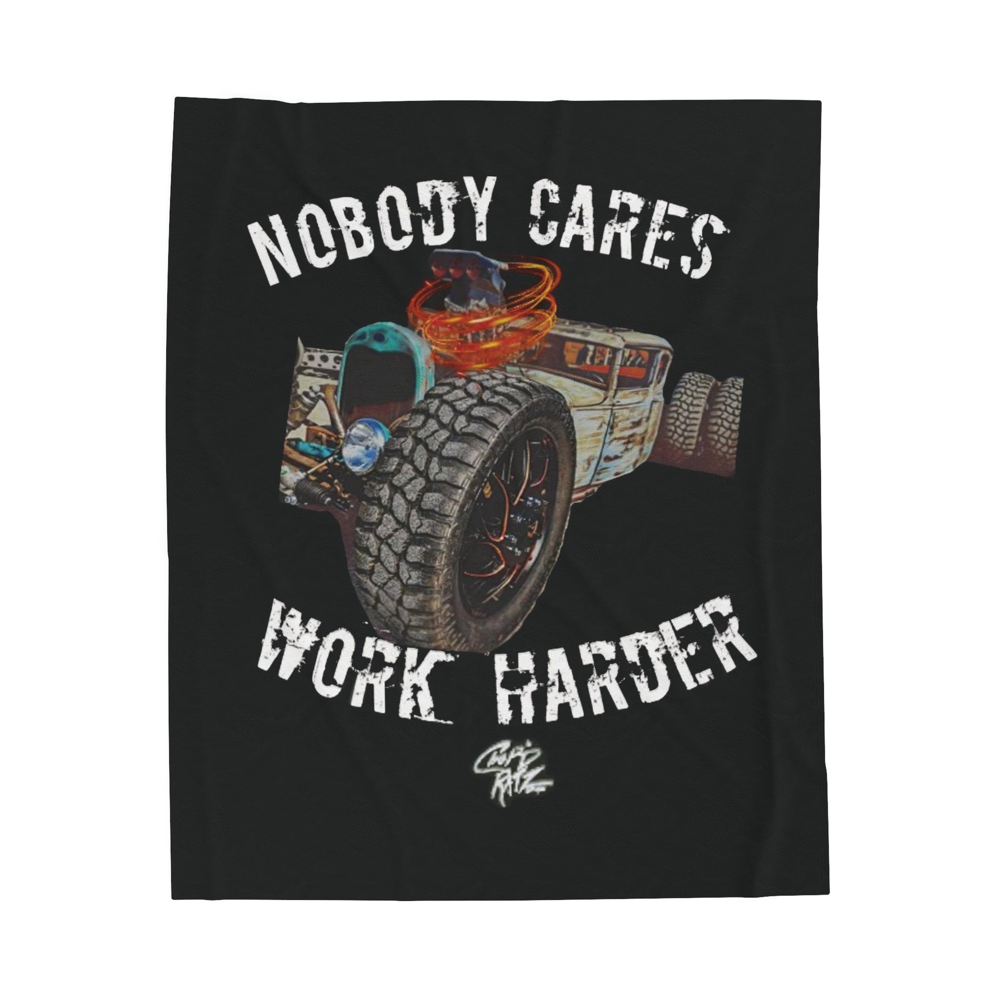 NOBODY CARES WORK HARDER Velvet Plush Blanket - Chop'D Ratz Garage