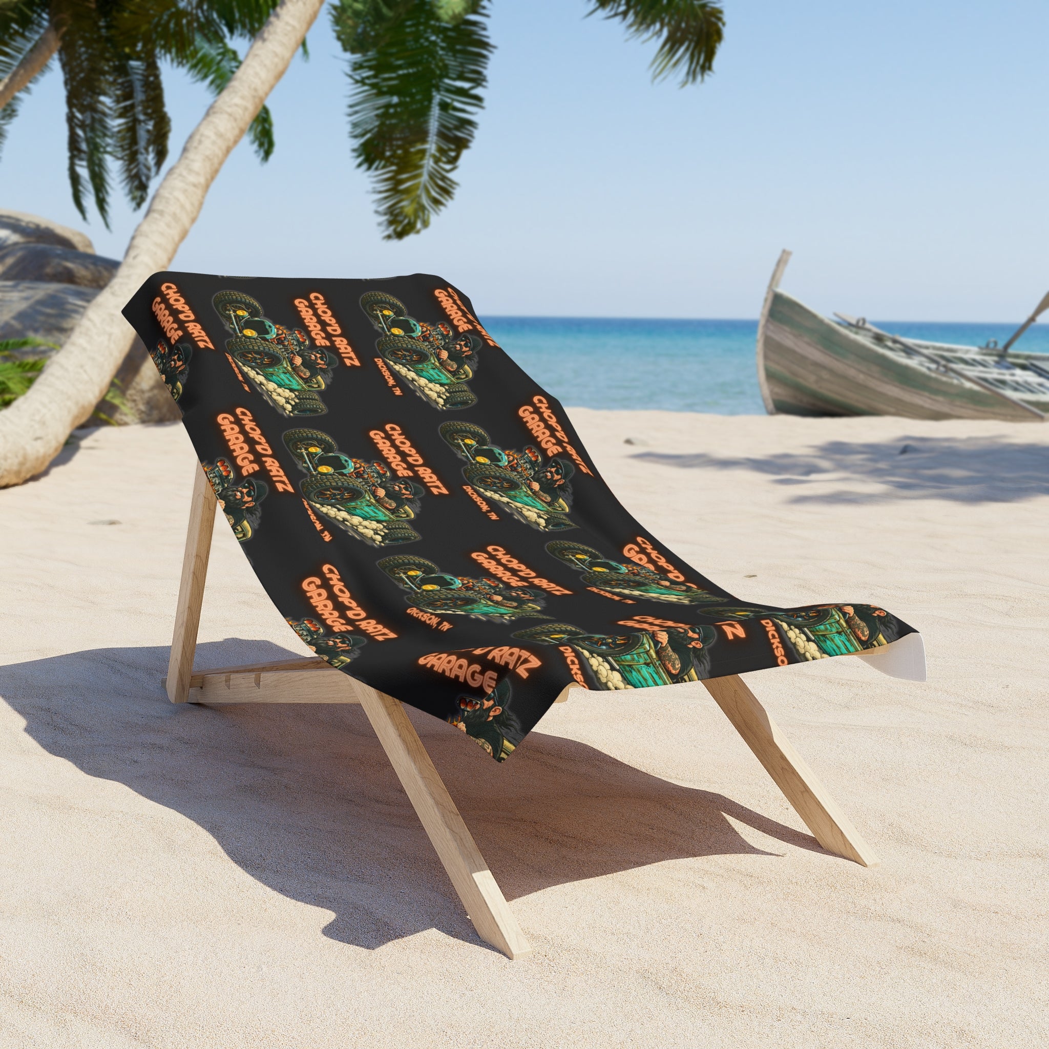 LOWDOWN LUCILLE COLLEY ChopD Ratz Garage Hot Rod Beach Towel