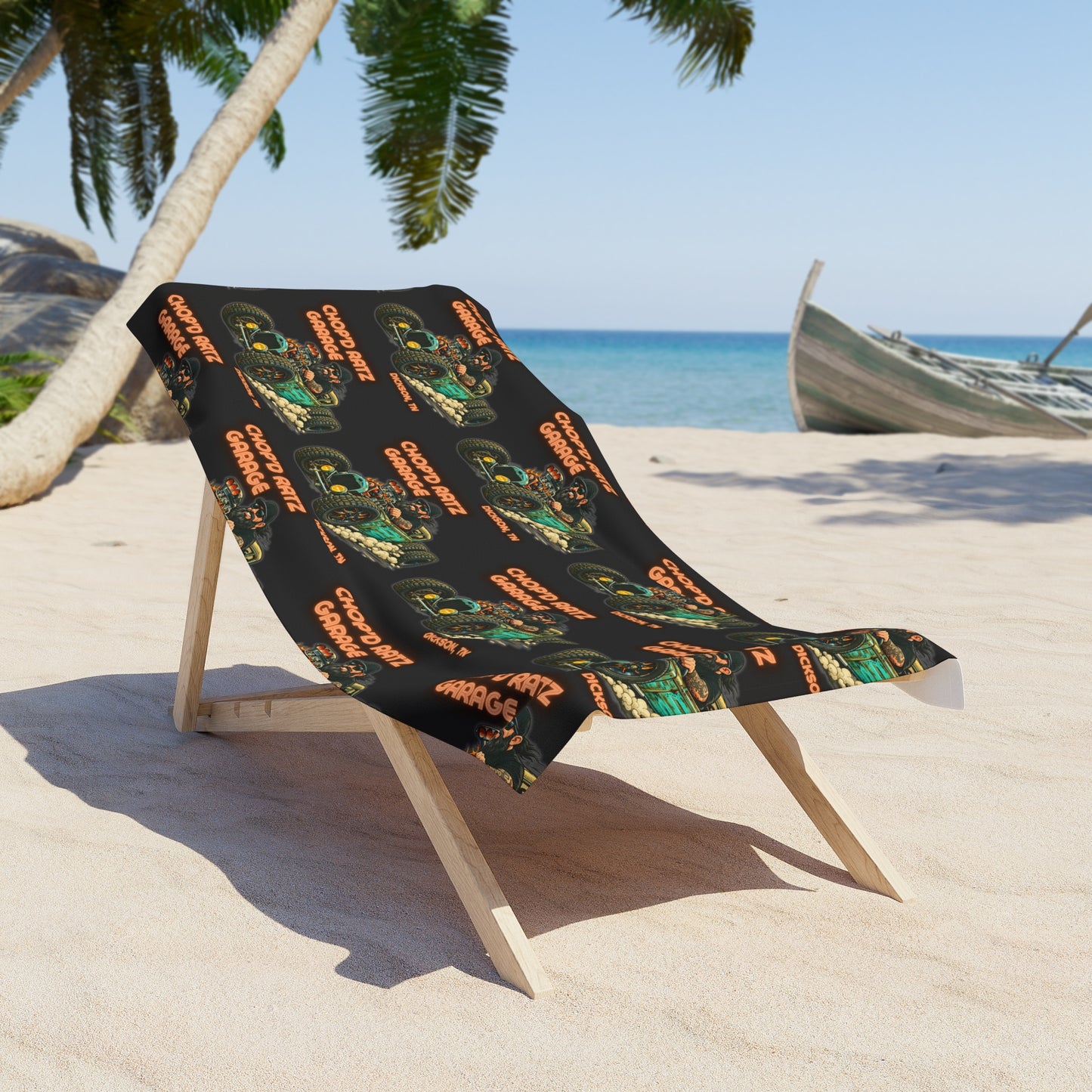 LOWDOWN LUCILLE COLLEY ChopD Ratz Garage Hot Rod Beach Towel