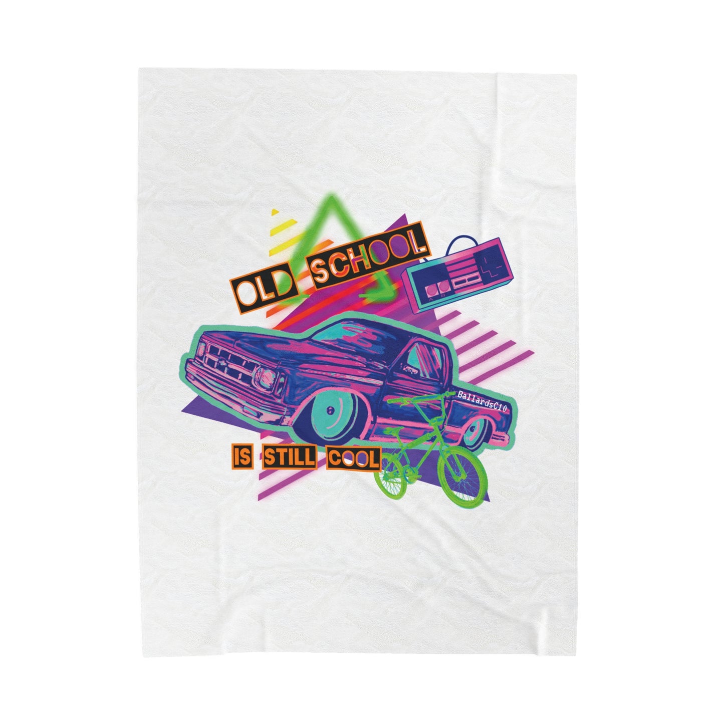 OLD SCHOOL COOL Velveteen Plush Blanket - Chop'D Ratz Garage