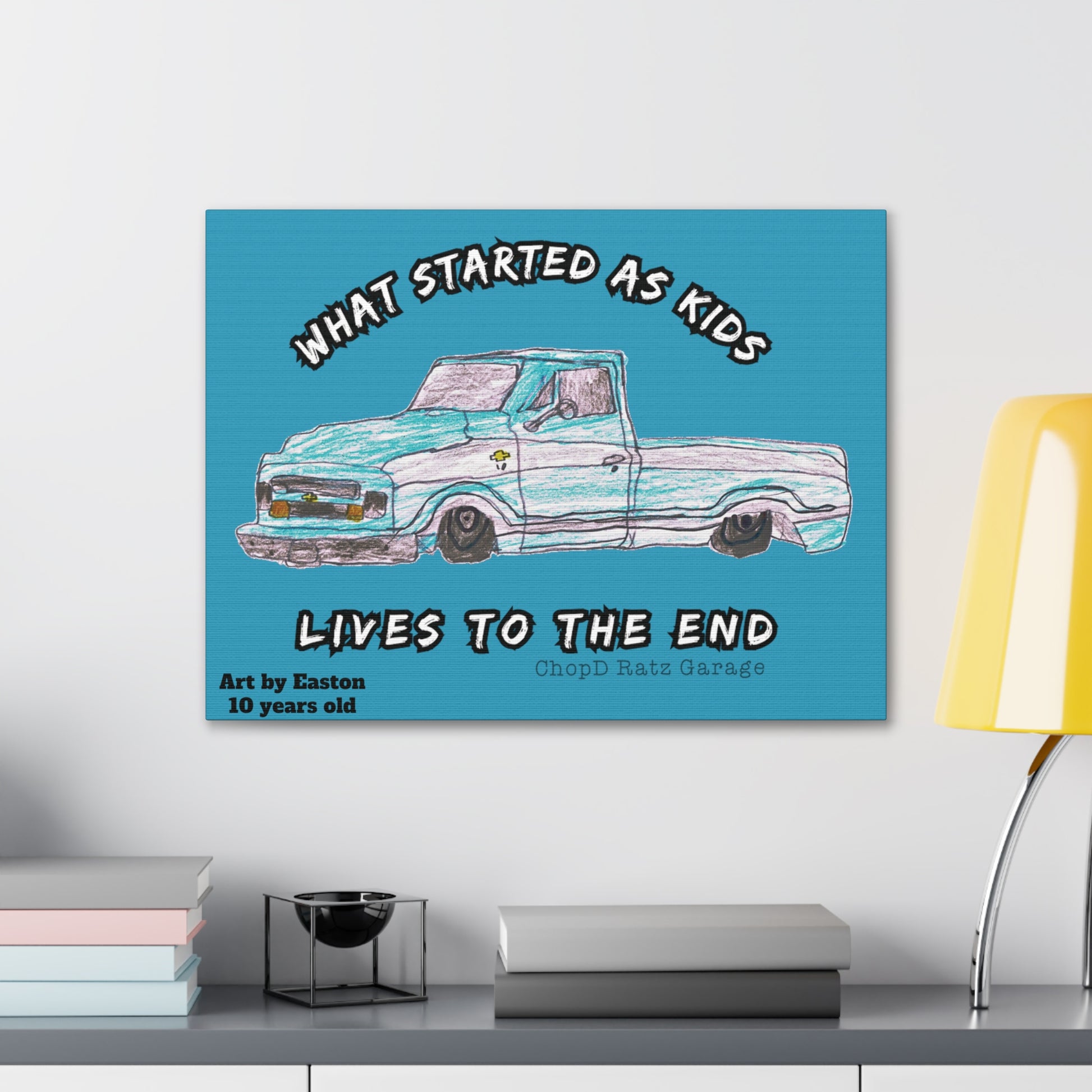 ART by EASTON C10 Canvas Gallery Wrap TEAL - Chop'D Ratz Garage