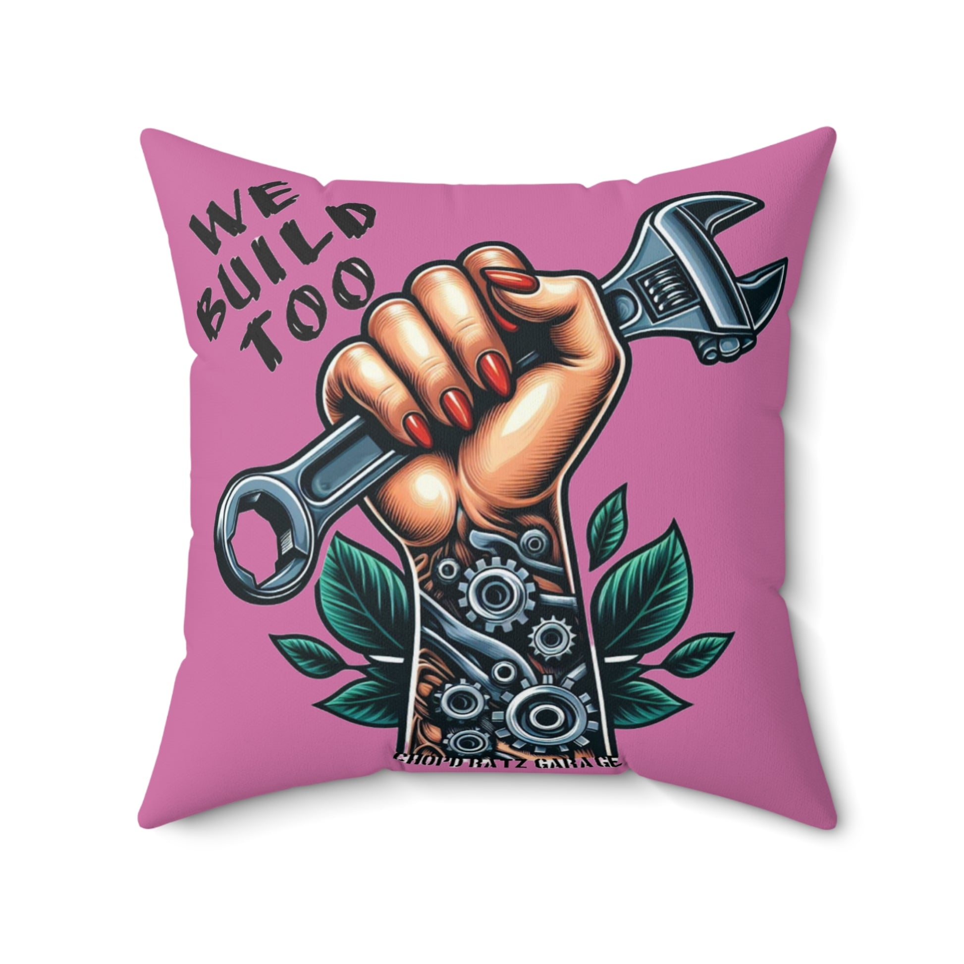 WE BUILD TOO Spun Polyester Square Pillow - Chop'D Ratz Garage