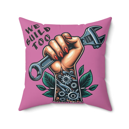 WE BUILD TOO Spun Polyester Square Pillow - Chop'D Ratz Garage
