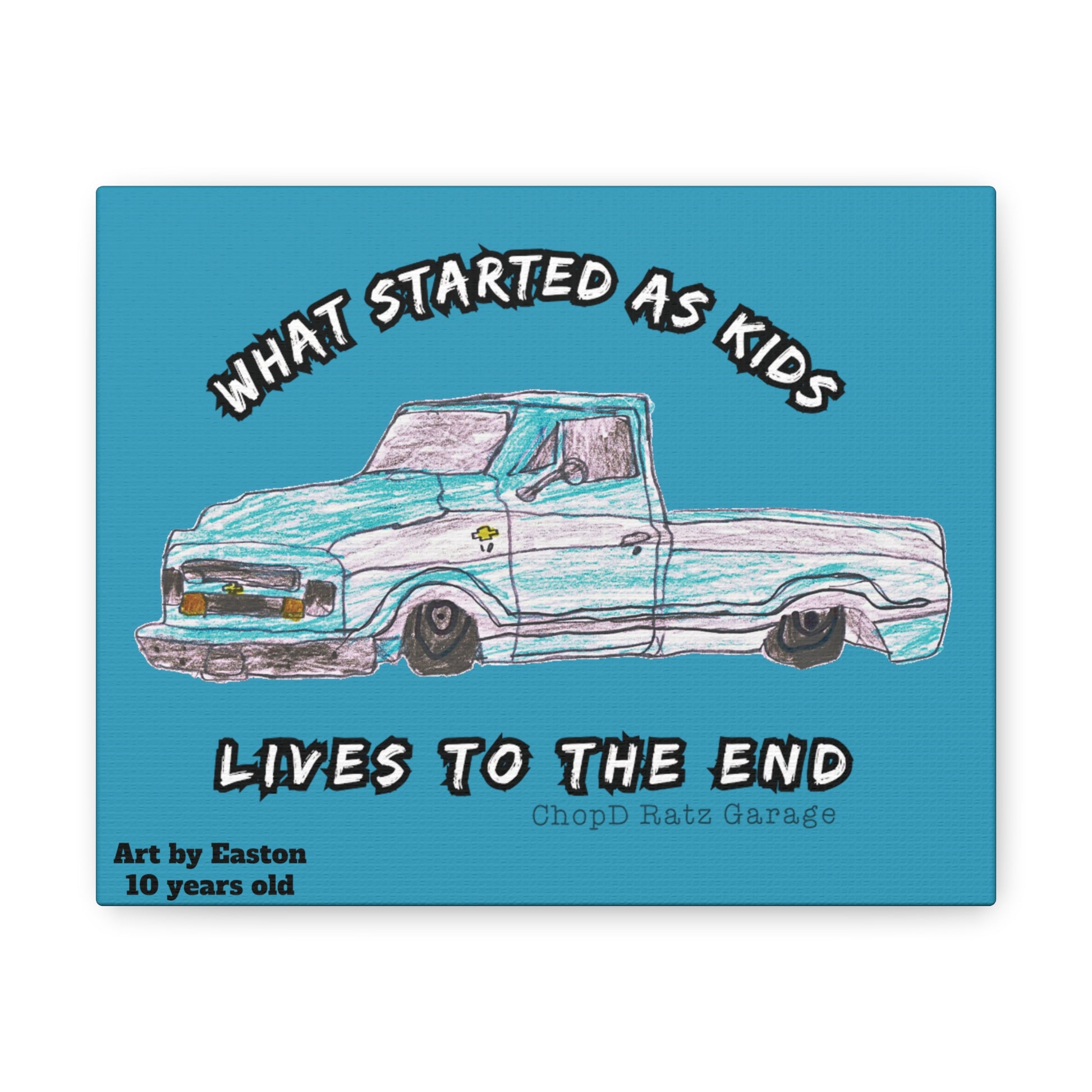 ART by EASTON C10 Canvas Gallery Wrap TEAL - Chop'D Ratz Garage