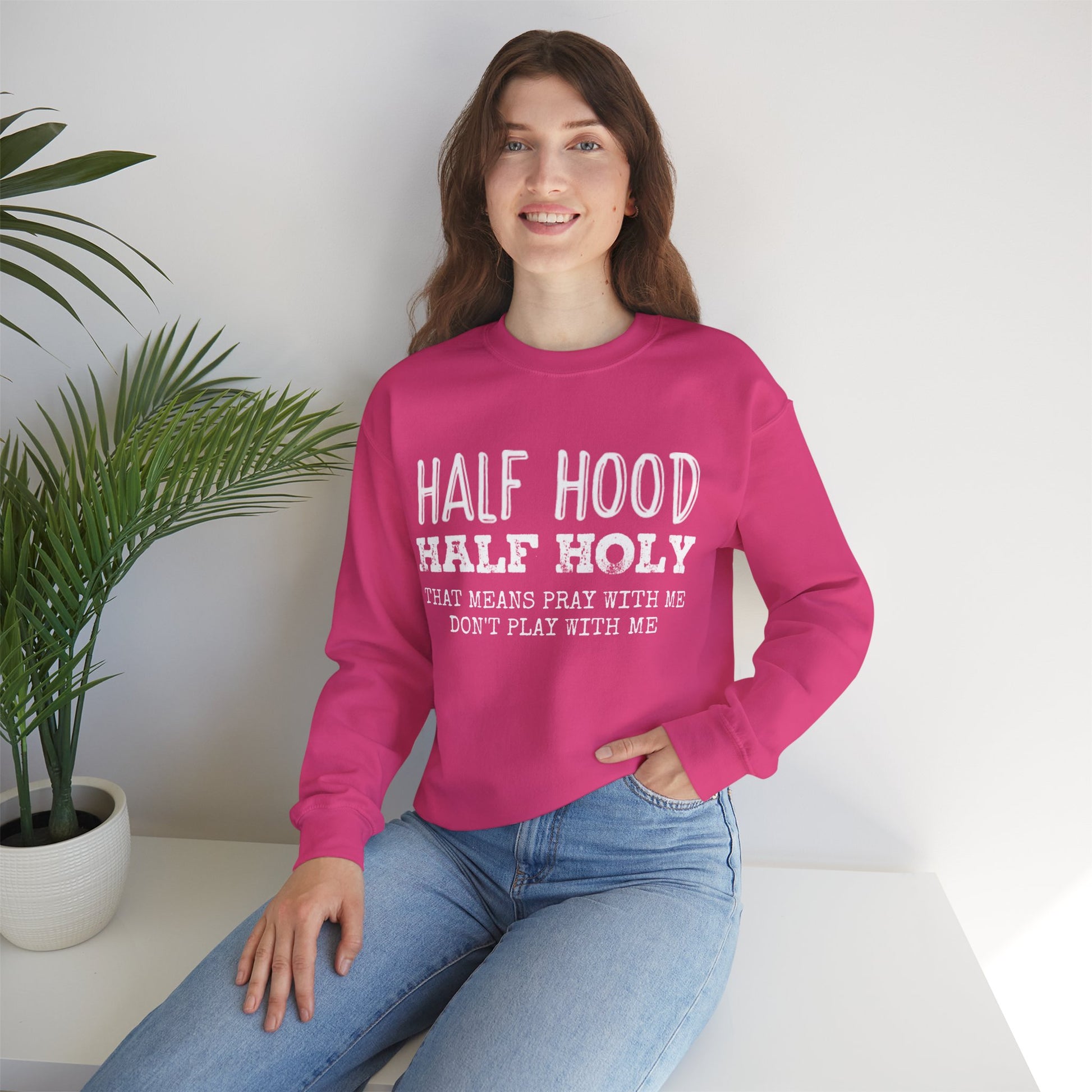 HALF HOOD HALF HOLY Uni Sweatshirt WHT - Chop'D Ratz Garage