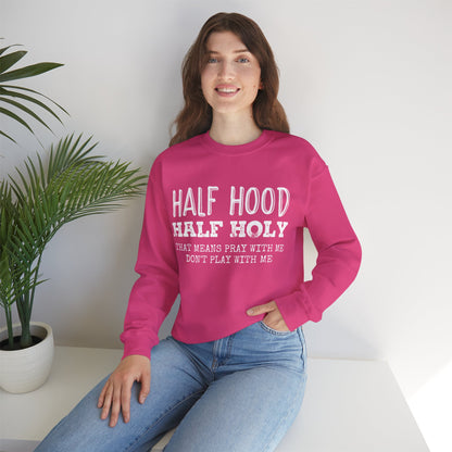 HALF HOOD HALF HOLY Uni Sweatshirt WHT - Chop'D Ratz Garage