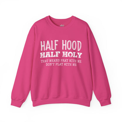 HALF HOOD HALF HOLY Uni Sweatshirt WHT - Chop'D Ratz Garage