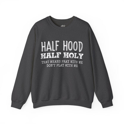 HALF HOOD HALF HOLY Uni Sweatshirt WHT - Chop'D Ratz Garage