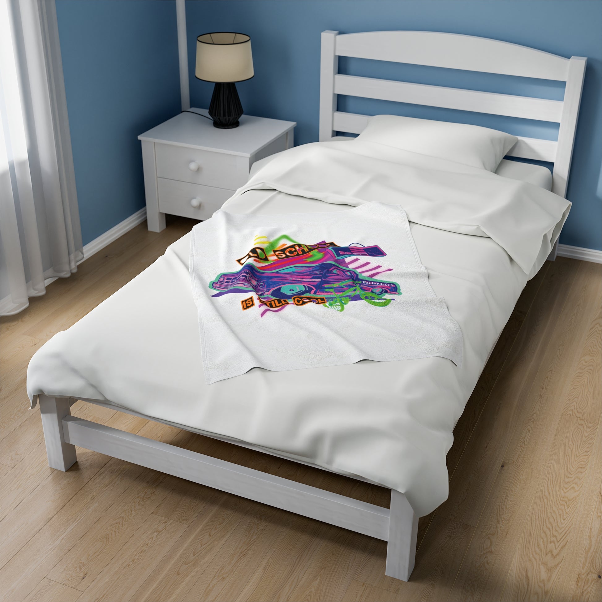 OLD SCHOOL COOL Velveteen Plush Blanket - Chop'D Ratz Garage