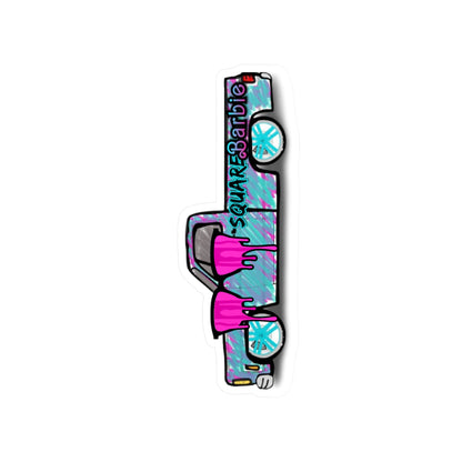 Cool SquareBarbie Kiss-Cut Vinyl Decal - Trendy Stickers for Car, Laptop & More C10 Truck Pink Teal