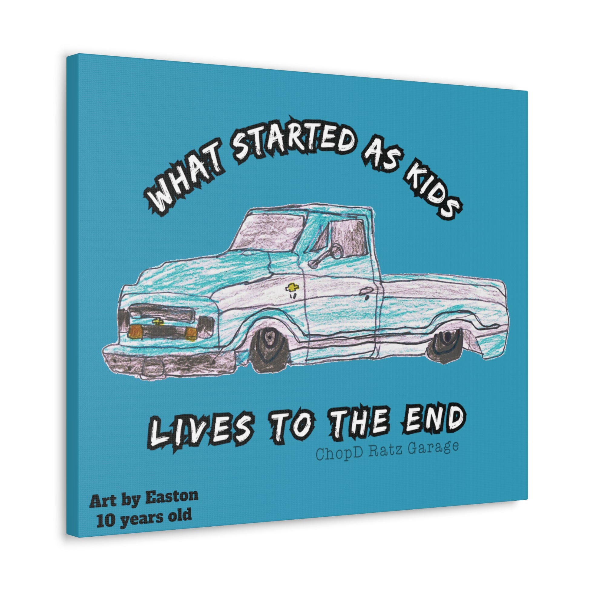 ART by EASTON C10 Canvas Gallery Wrap TEAL - Chop'D Ratz Garage