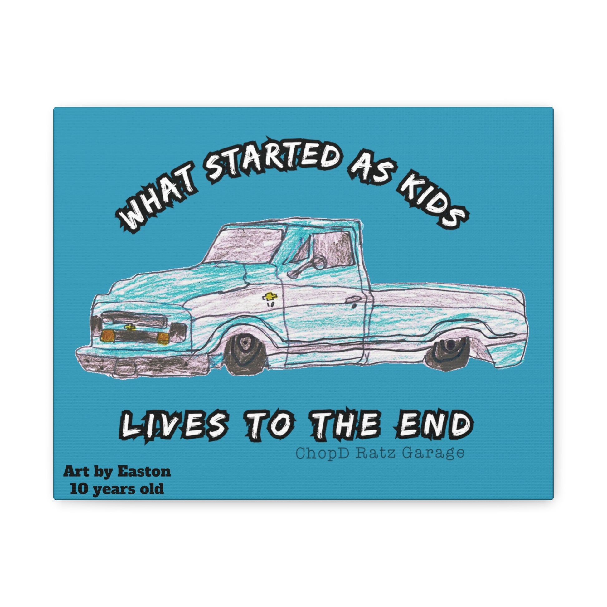 ART by EASTON C10 Canvas Gallery Wrap TEAL - Chop'D Ratz Garage