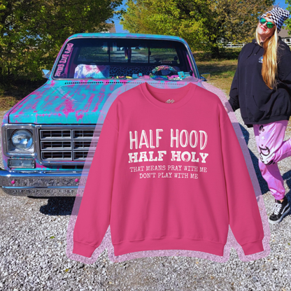 HALF HOOD HALF HOLY Uni Sweatshirt WHT - Chop'D Ratz Garage