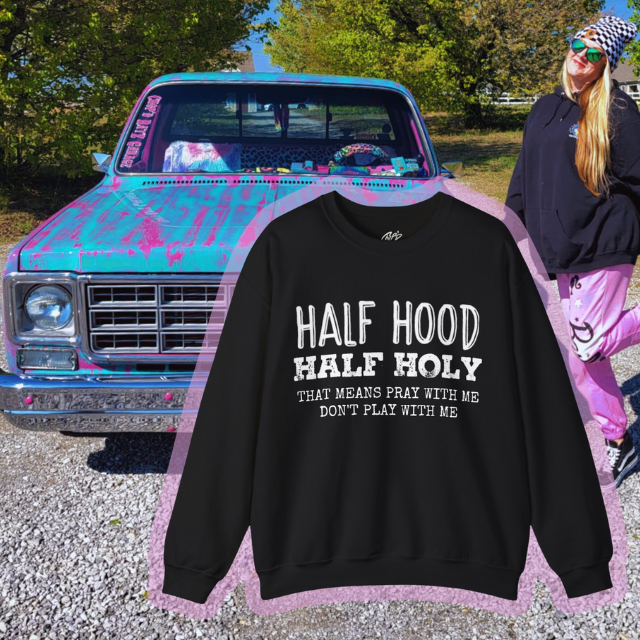 HALF HOOD HALF HOLY Uni Sweatshirt WHT - Chop'D Ratz Garage
