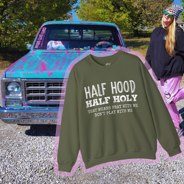 HALF HOOD HALF HOLY Uni Sweatshirt WHT - Chop'D Ratz Garage