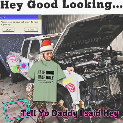 HALF HOOD HALF HOLY Unisex T-Shirt SALE - Chop'D Ratz Garage