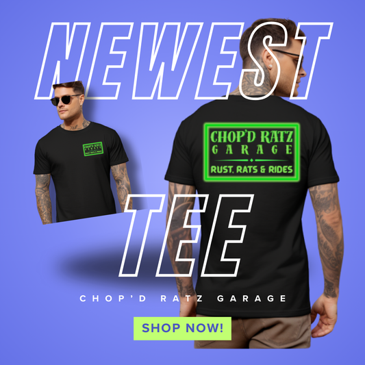 RUST RATS RIDES - CRG T-Shirt, Vintage Style Tee, Unisex, Gearhead Auto Enthusiast Apparel, Gift for Mechanic, Casual Wear - Chop'D Ratz Garage
