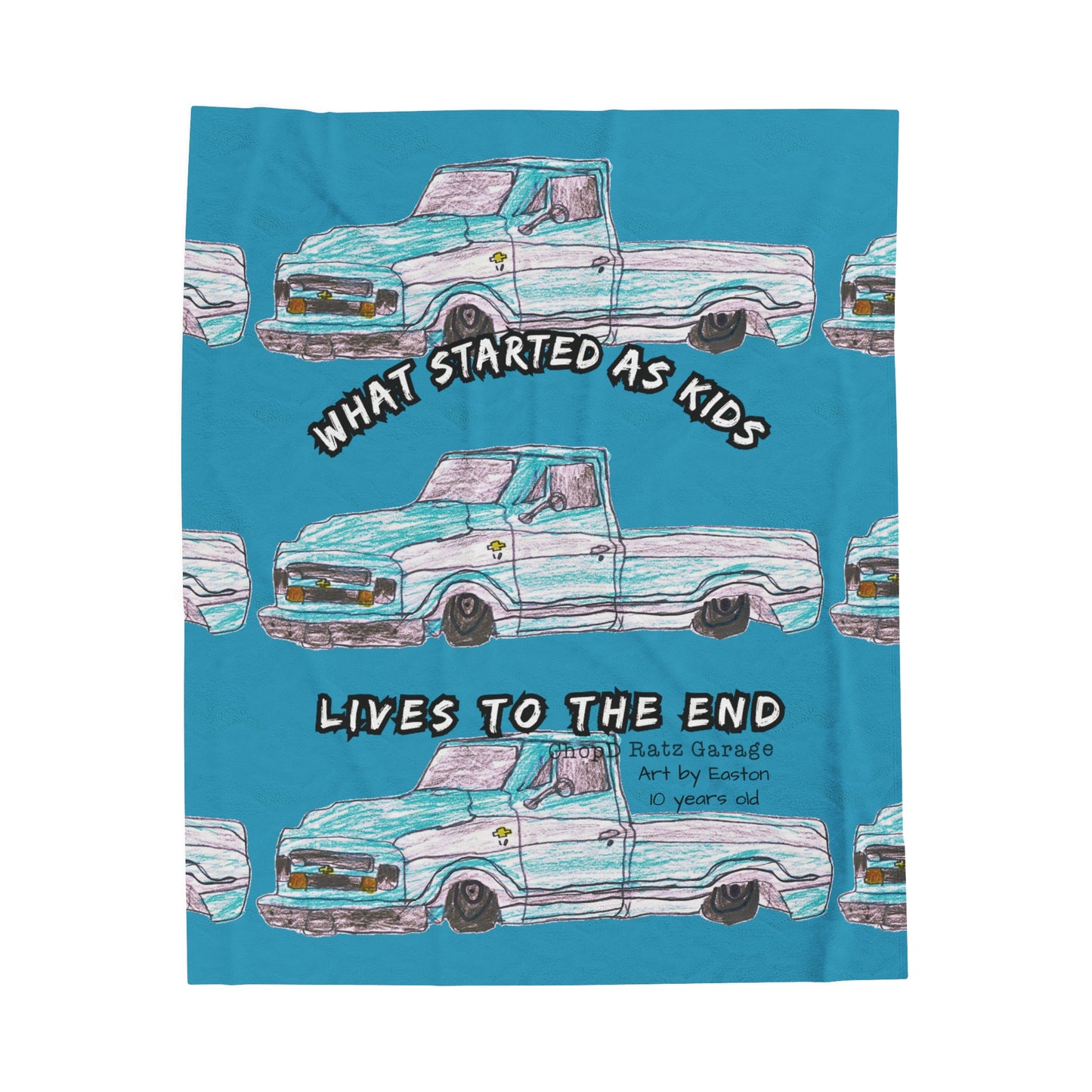 Art by Easton Velveteen Plush Blanket TEAL - Chop'D Ratz Garage