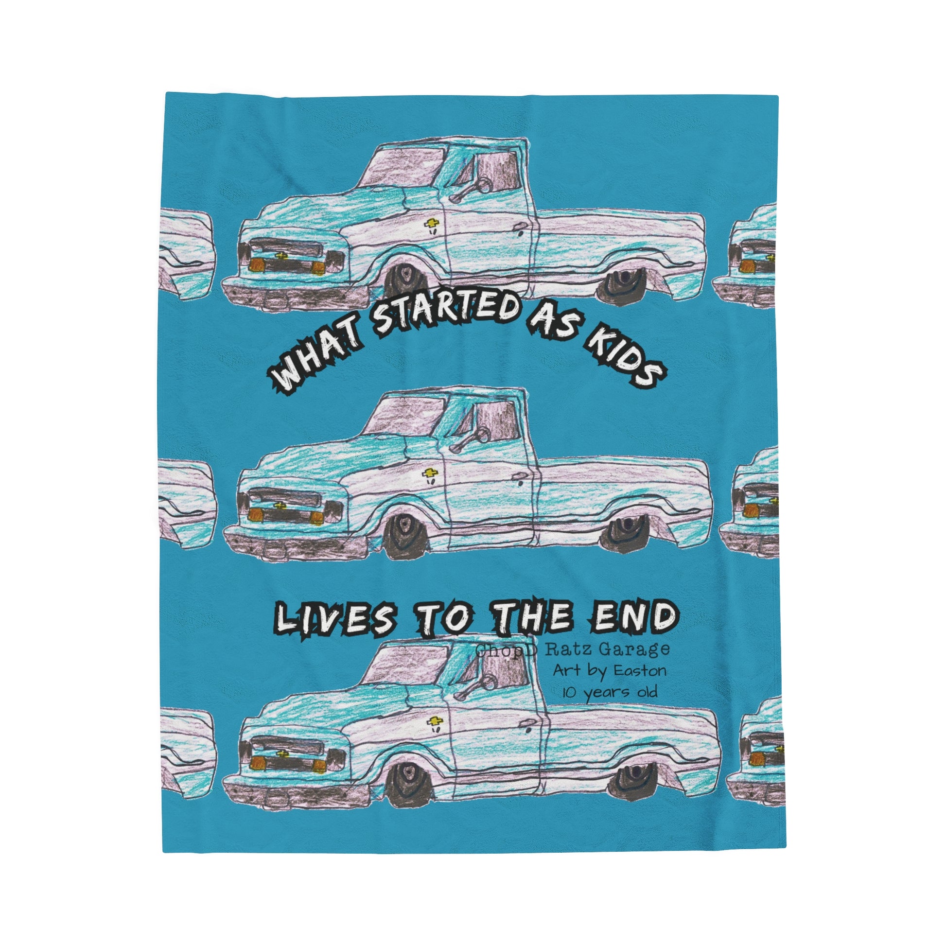 Art by Easton Velveteen Plush Blanket TEAL - Chop'D Ratz Garage