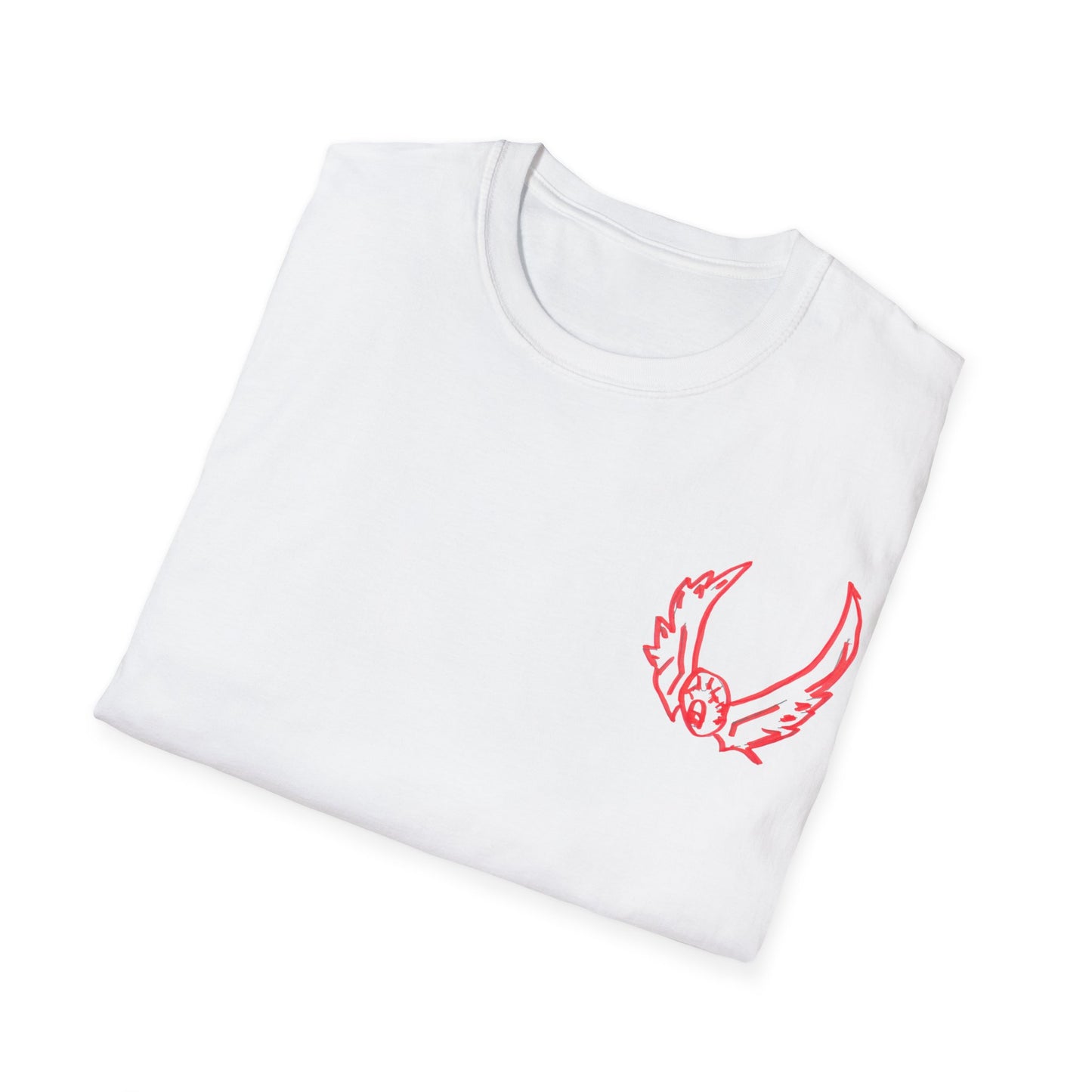 Skull & Wings Graphic T-Shirt — 'Cooley Ol' Hot Rod' Red Outline Design by Jase