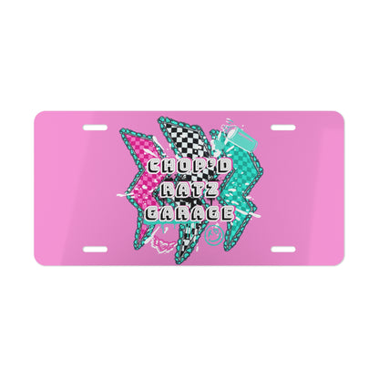 ChopD Ratz Garage Pink Retro Checkered Vanity Plate — License Tag